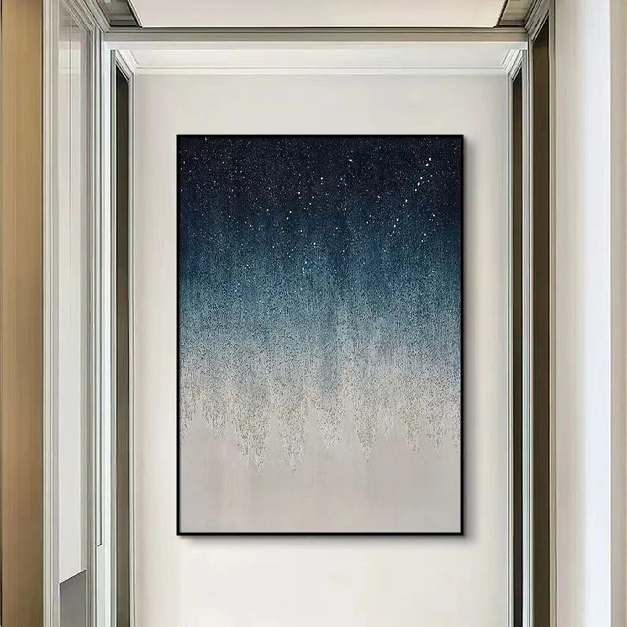 Blue Starry Sky Abstract Oil Painting, Hand-painted #MZ356