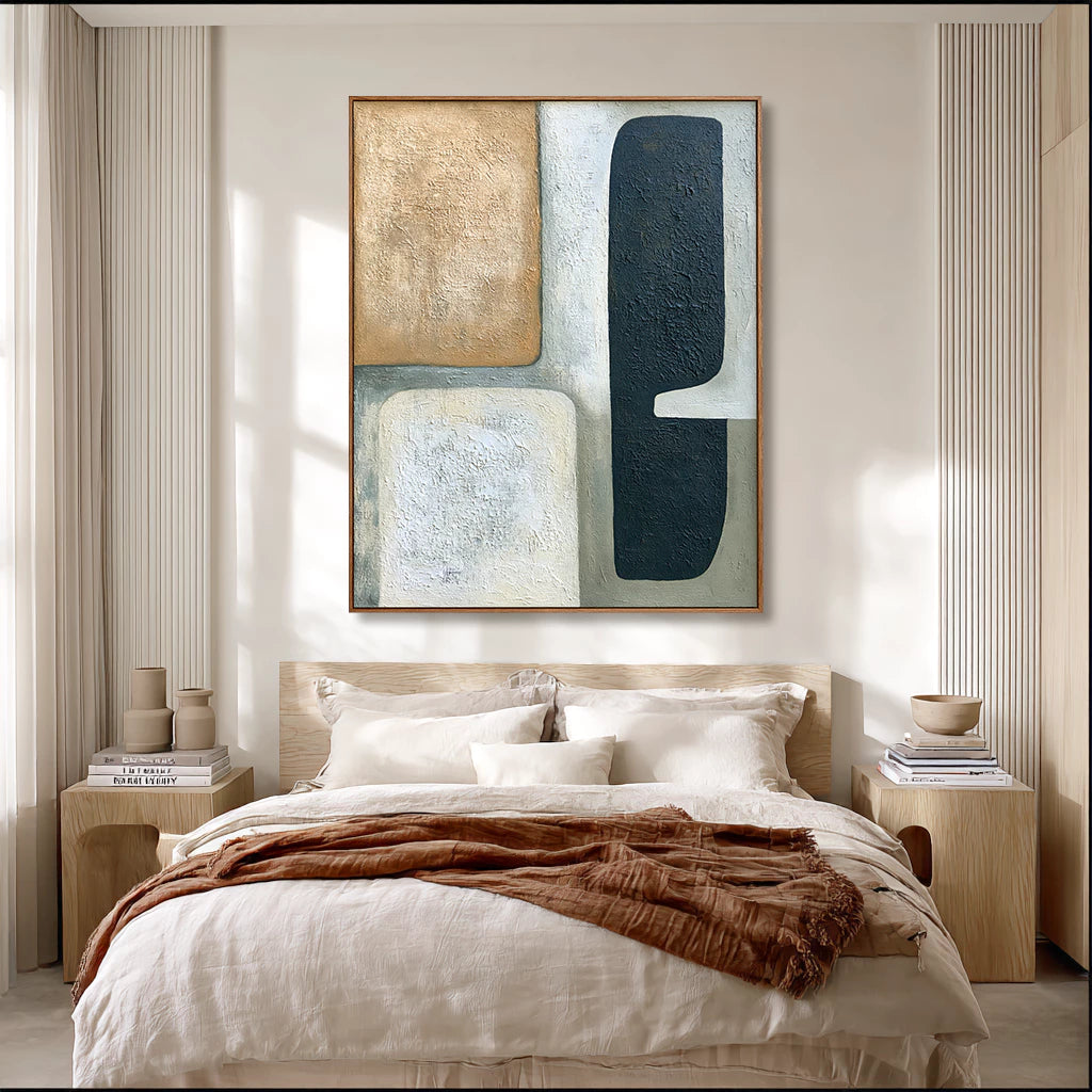 Modern Abstract Neutral Color Block Oil Painting #WA144