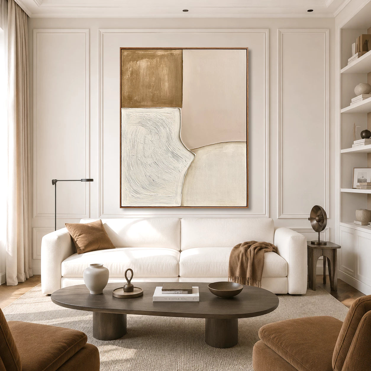 Wabi-Sabi Beige & Taupe Geometric Abstract Wall Art #WA143