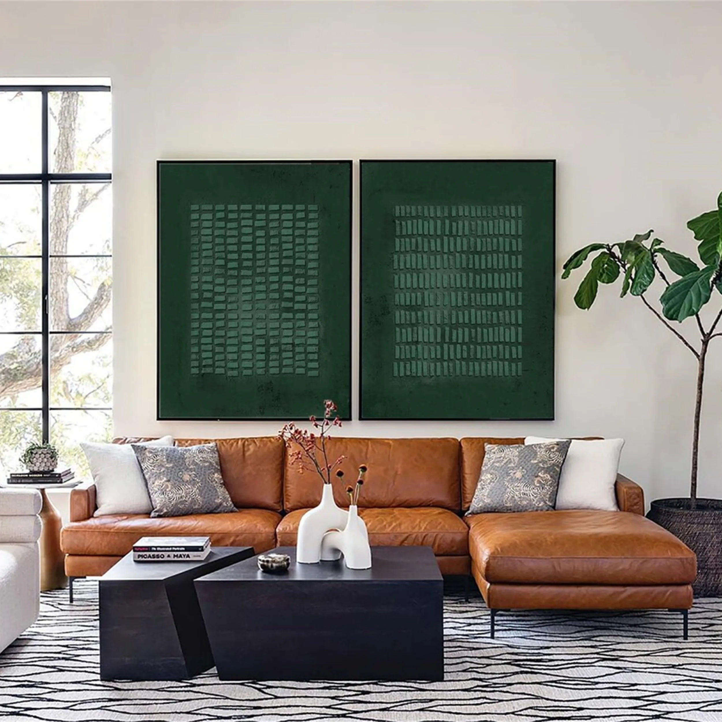 Green Texture Art Set of 2 #GT008