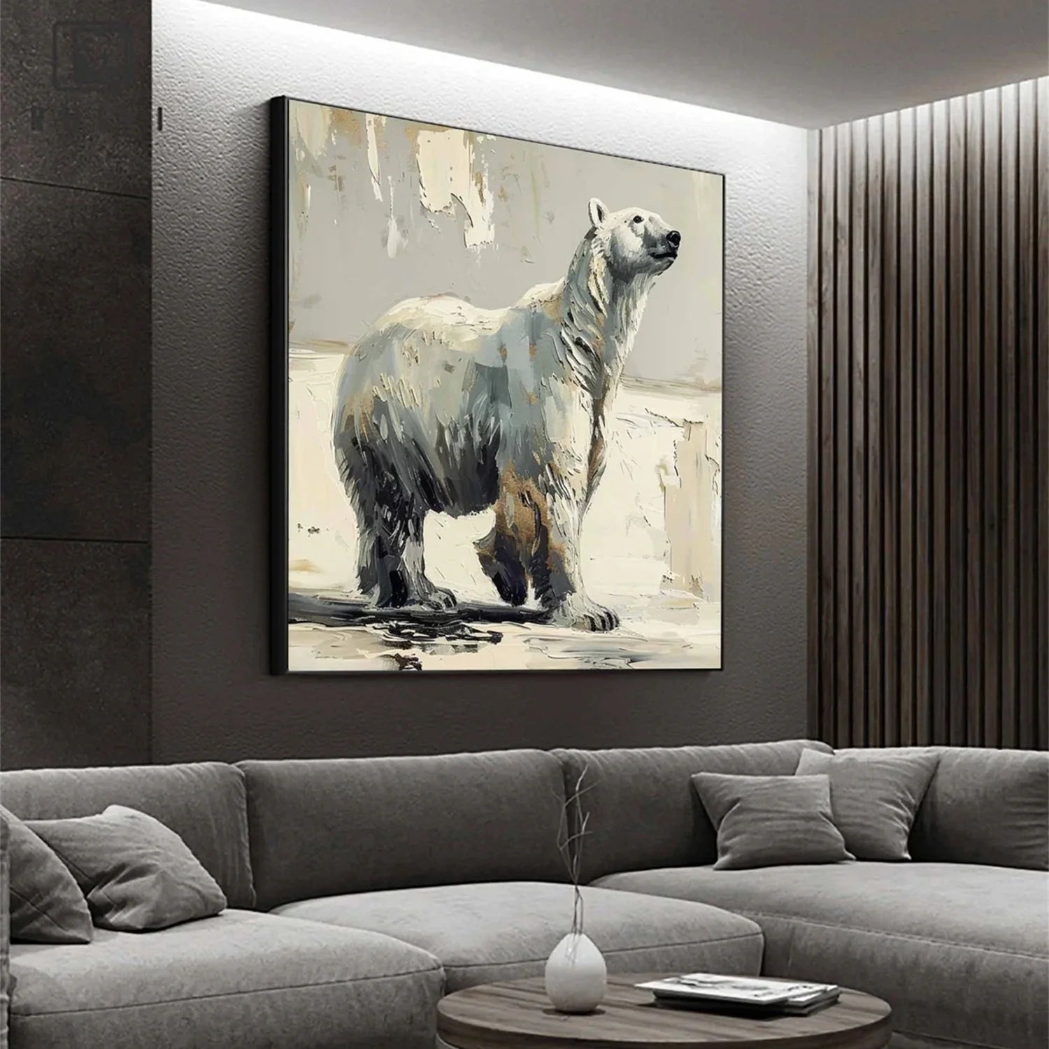 Beige and Grey Abstract Animal Wall Art #AM087