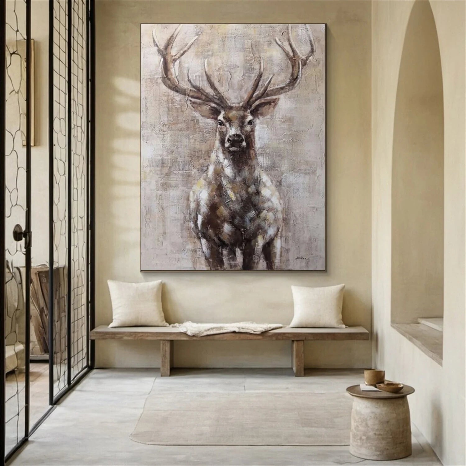 Beige and Brown Abstract Animal Wall Art #AM069