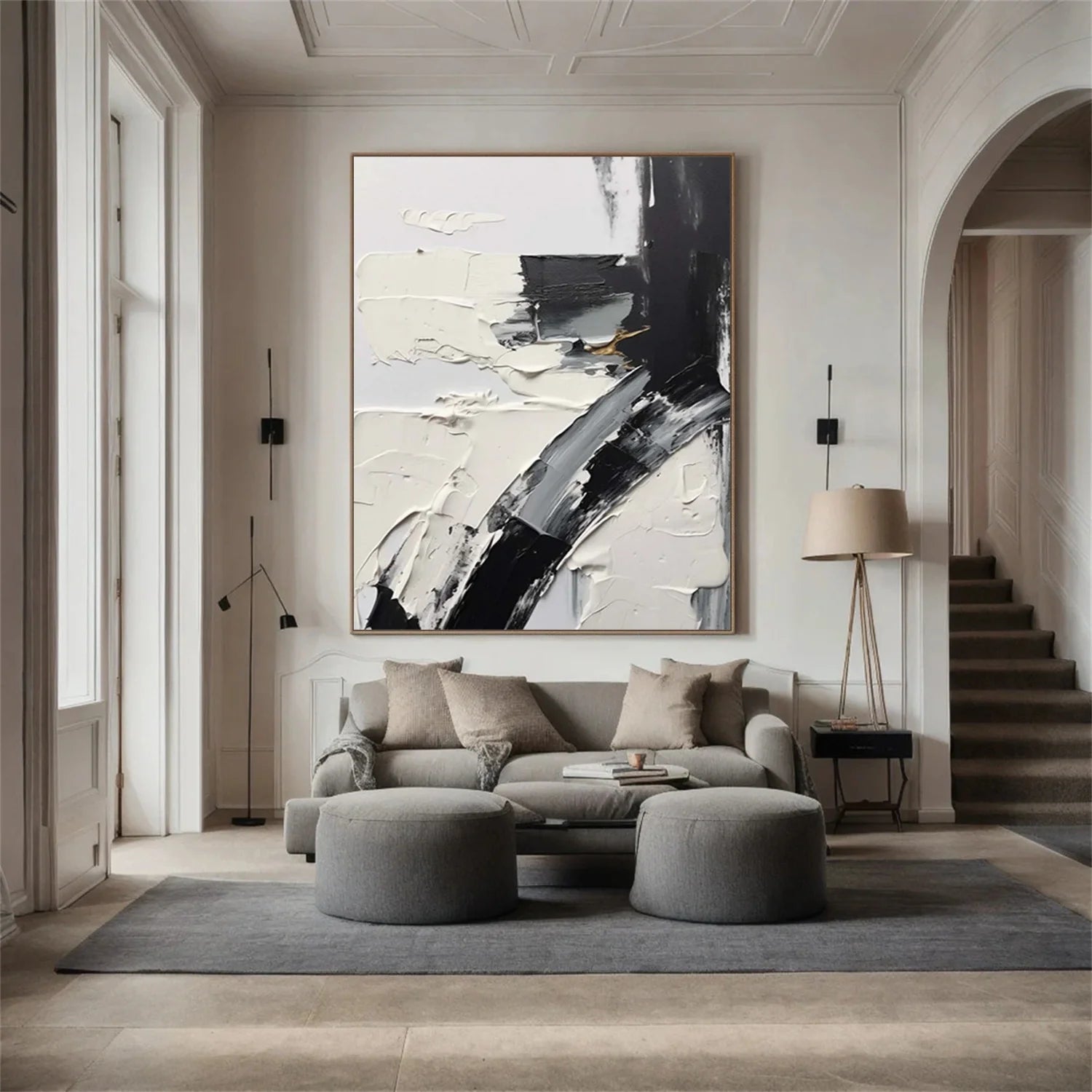 White and Black Minimalistic Textured Art #MD244