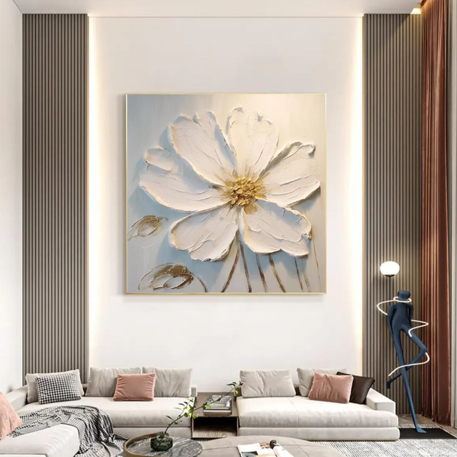 White Flower & Tree Abstract_Textured Wall Art #FT136