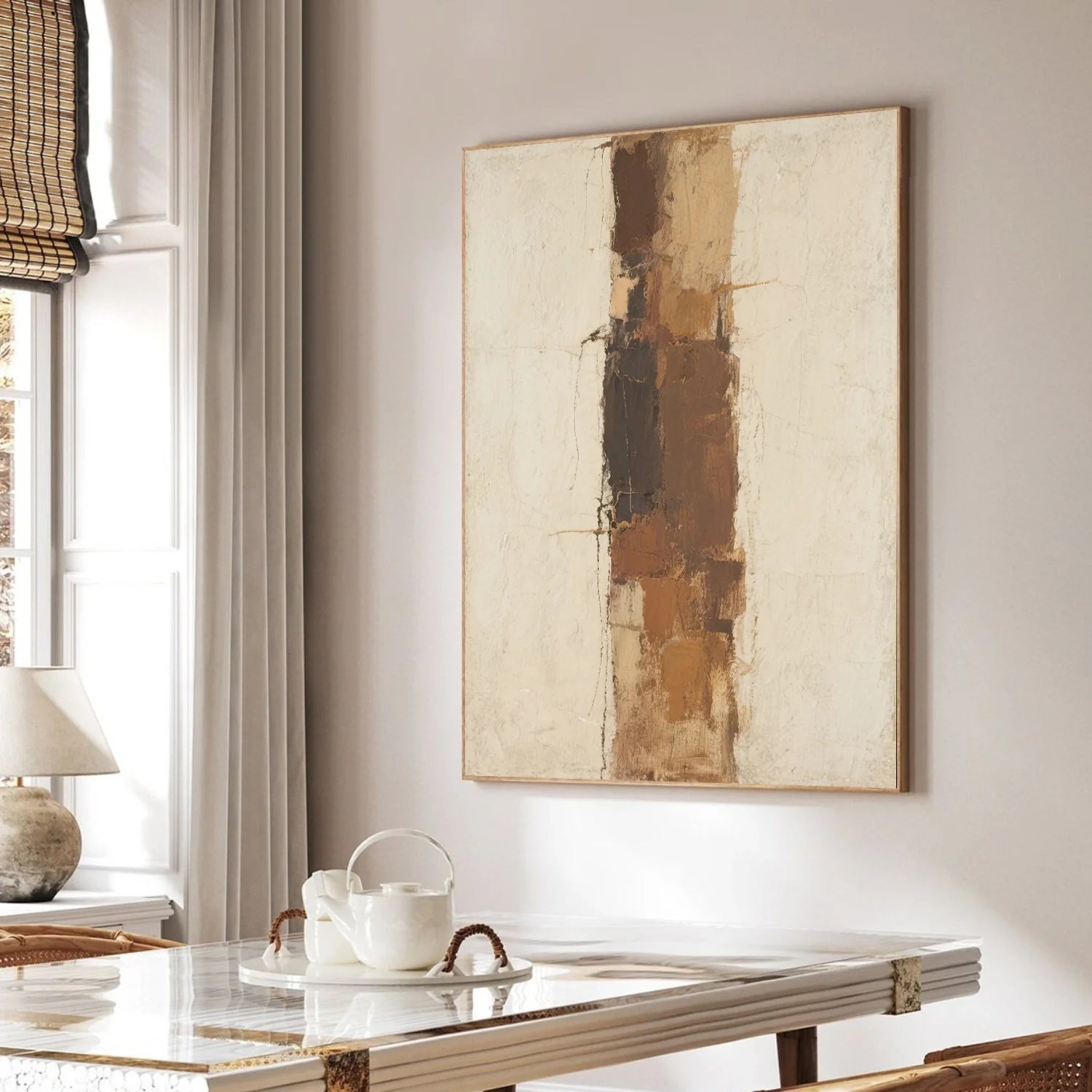 Beige and Brown Abstract_Canvas Art #WA761