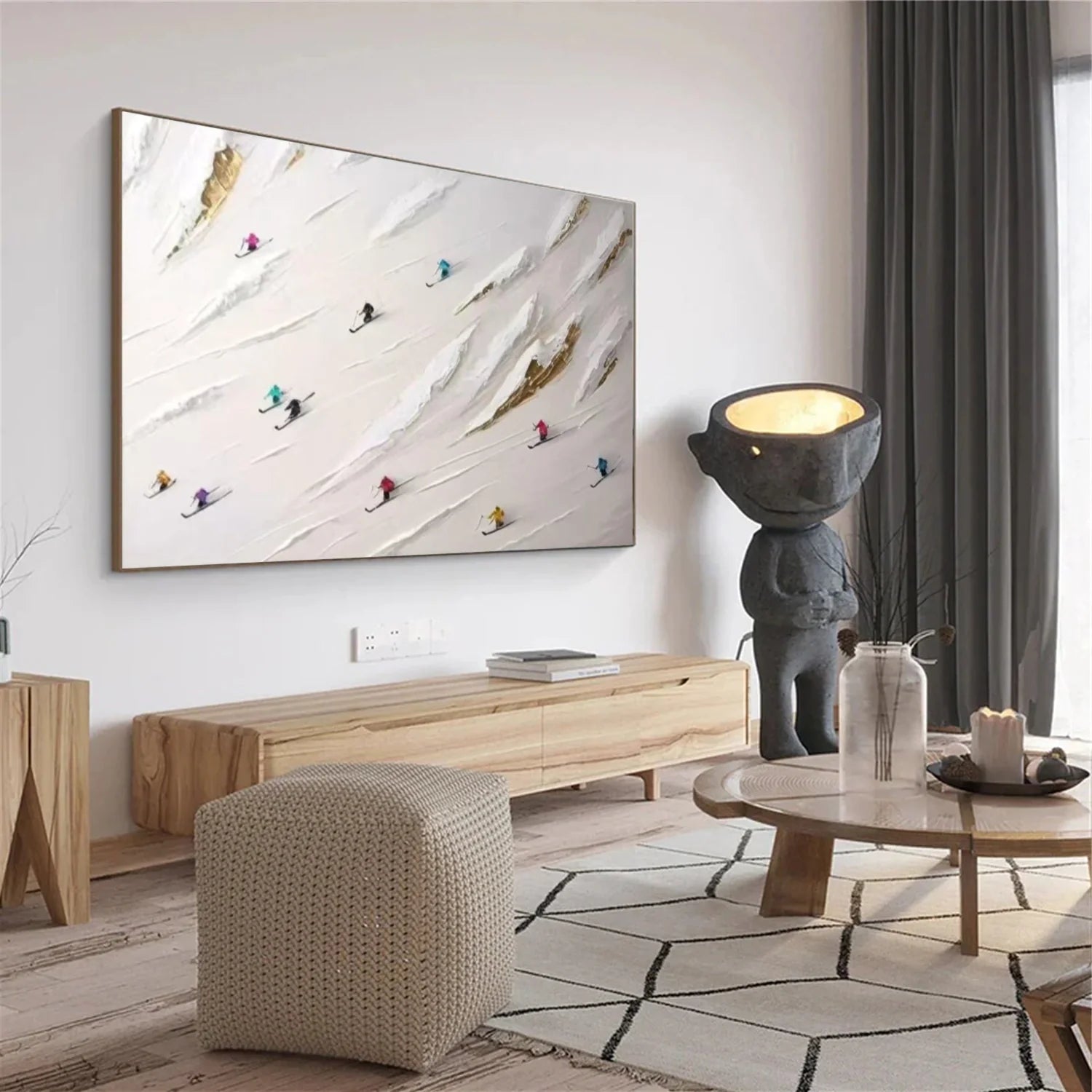 Skiing Sport_Textured Wall Art #AS036