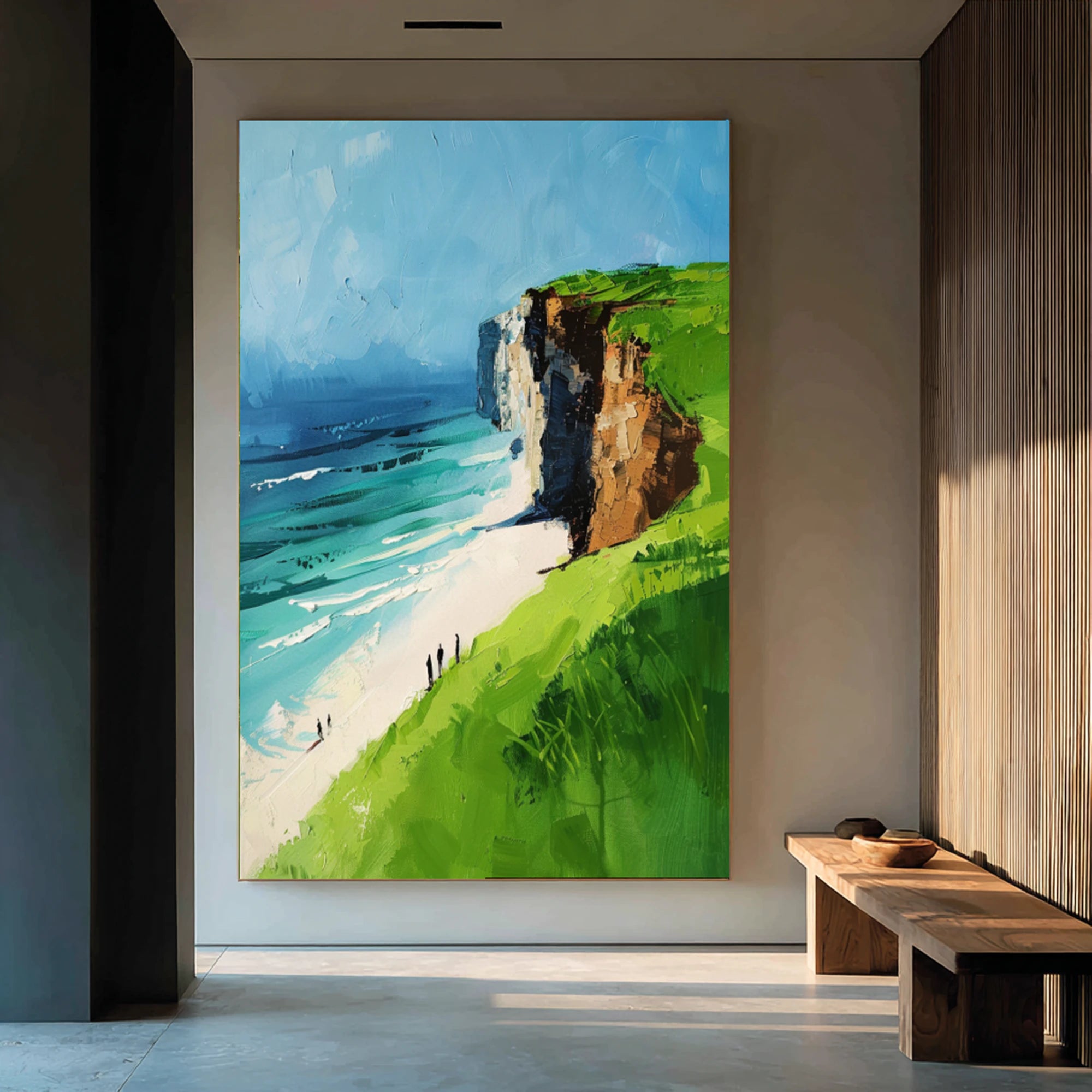 Cliffside Beach Abstract Oil Painting #SK616