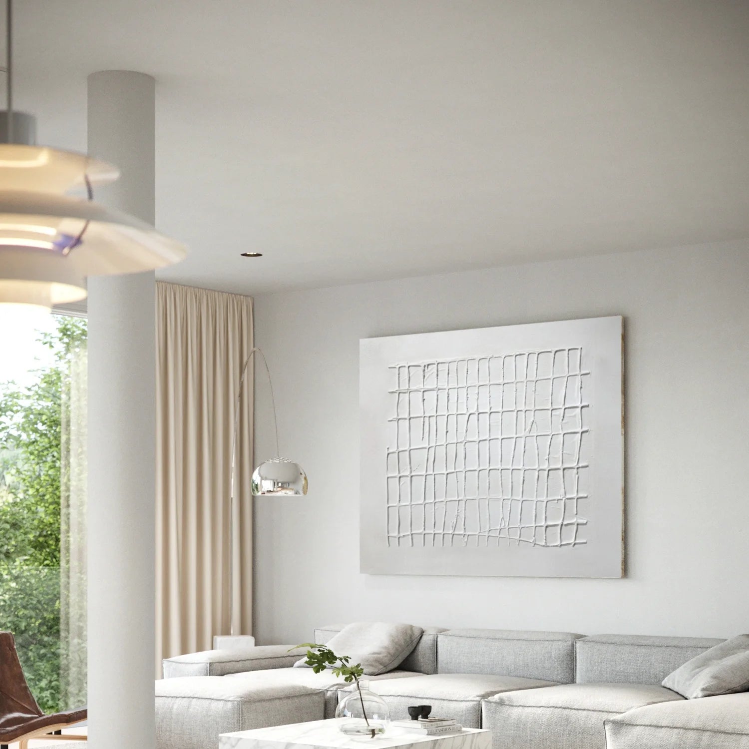 White Minimalist_Textured_Canvas Art #MD288