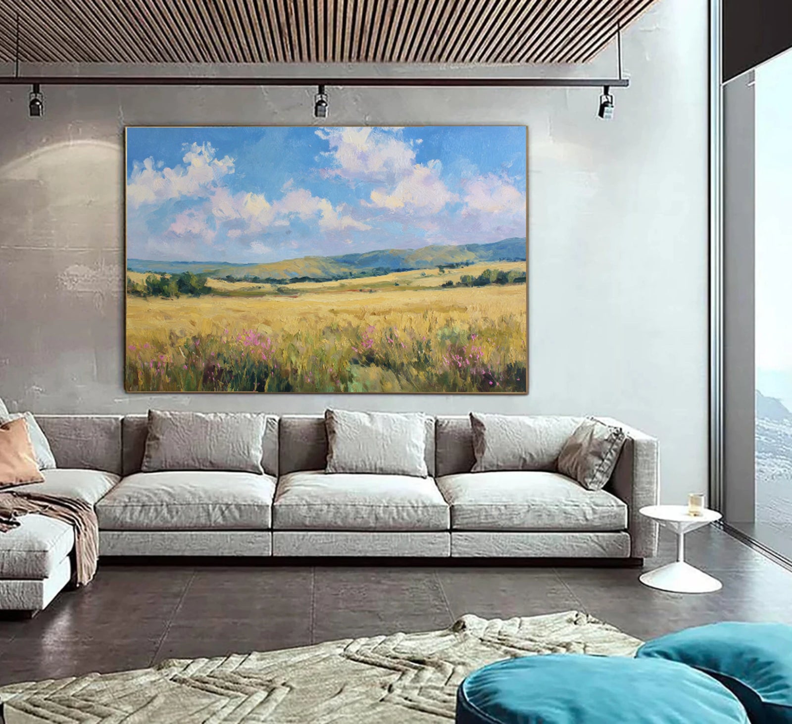 Golden Wheat Field Landscape Oil Painting #FT576