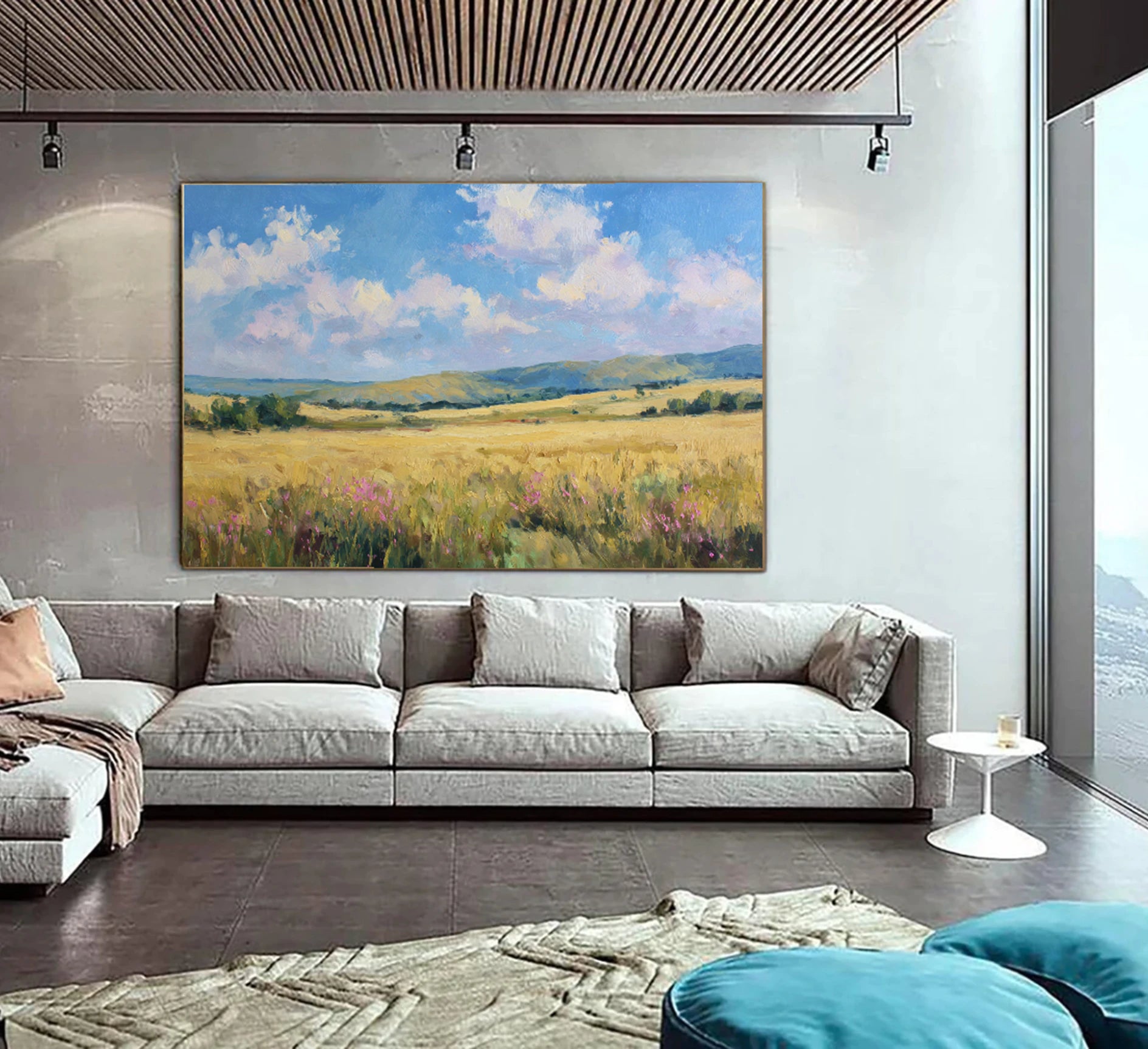 Golden Wheat Field Landscape Oil Painting #FT576