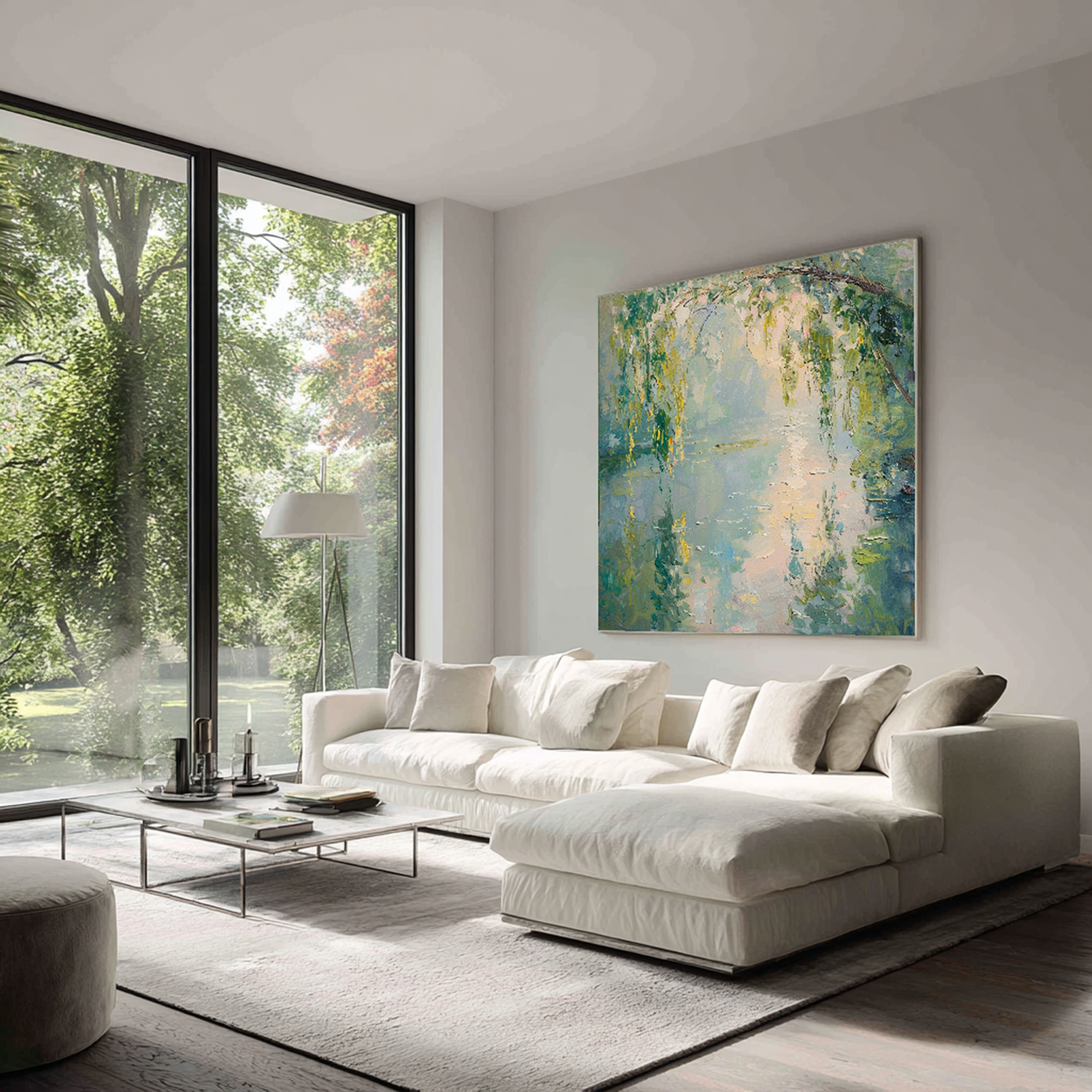 Hand Painted Landscape Wall Art for Modern Living Room #FT341