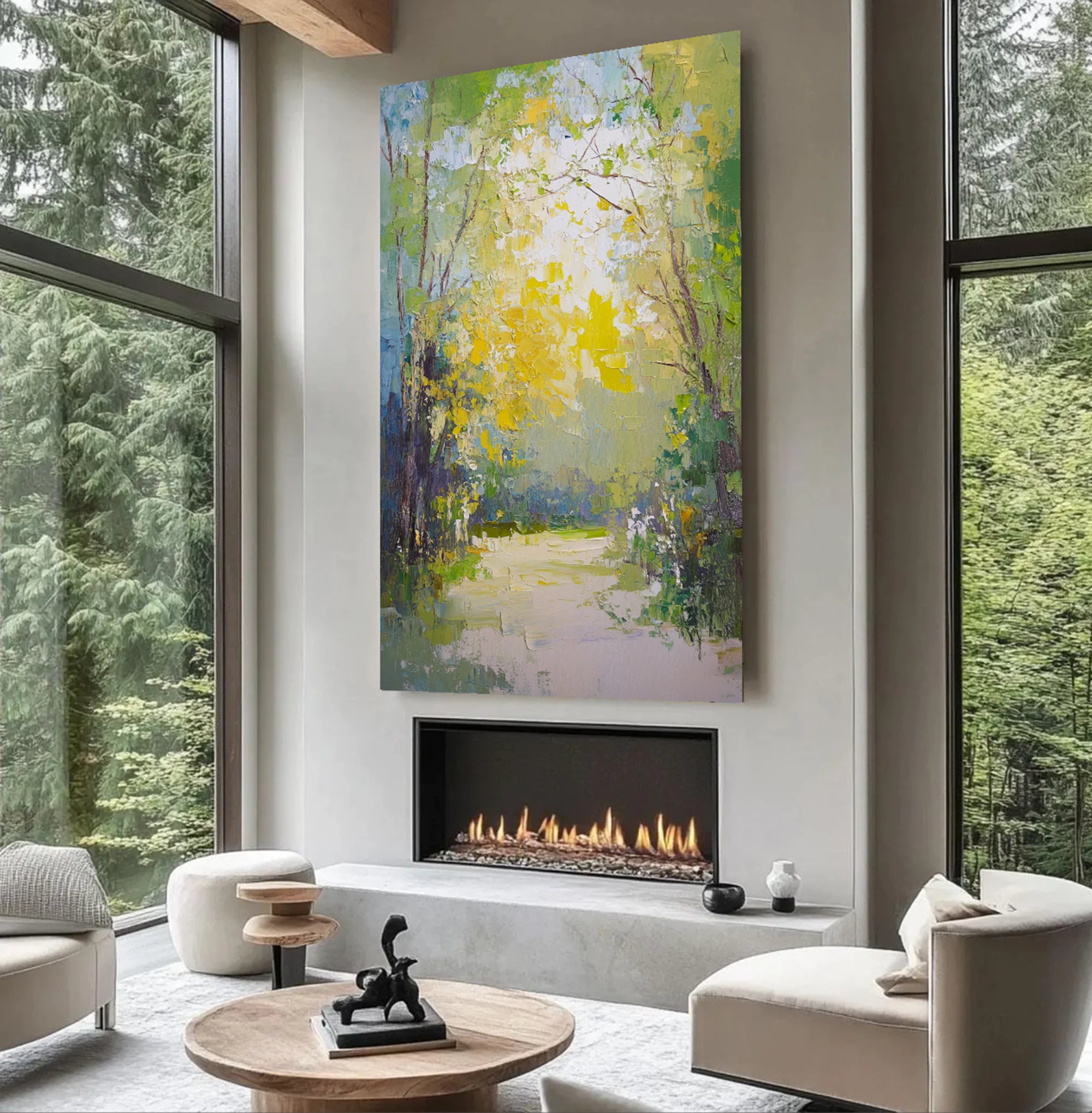 Abstract Forest Path Oil Painting #FJ672