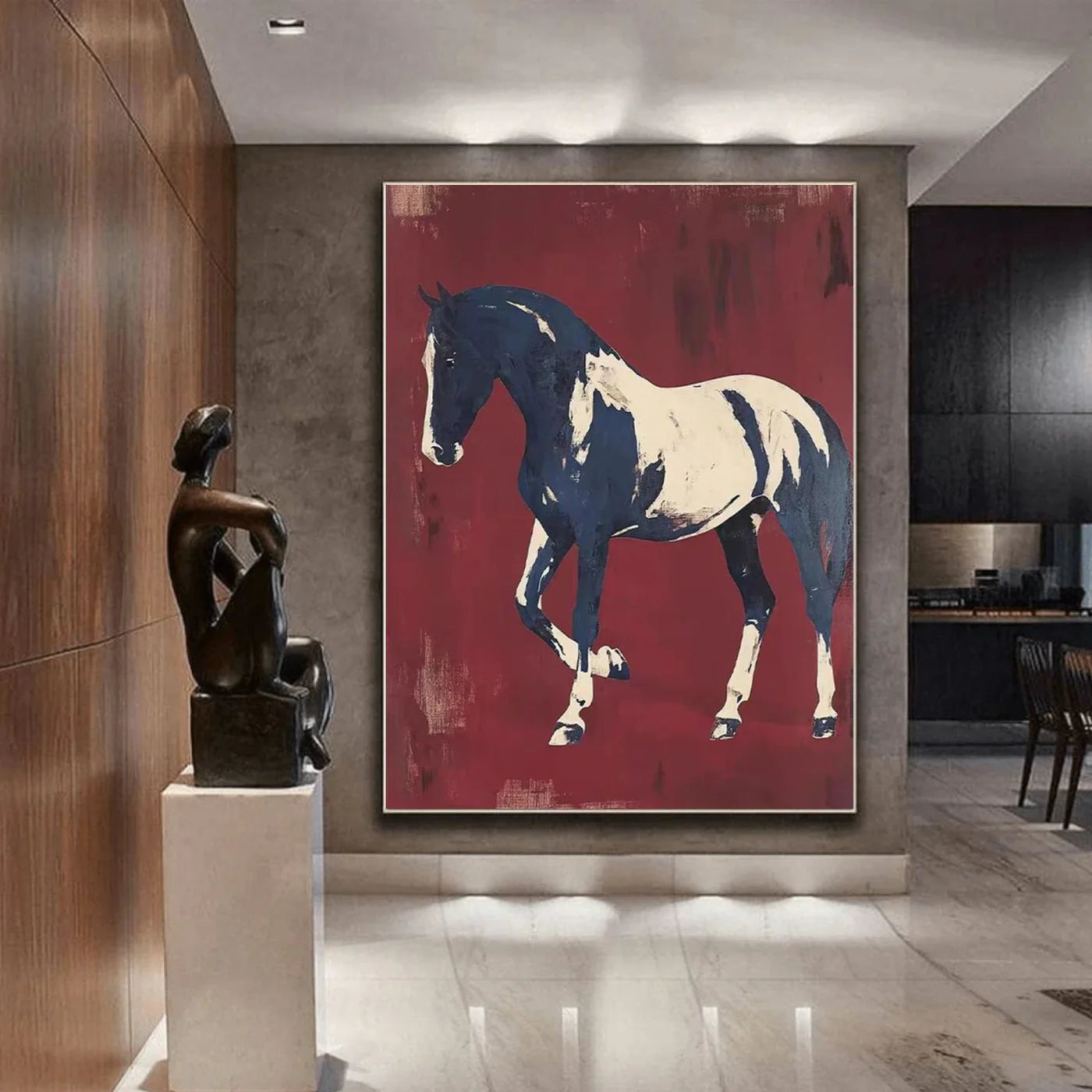 Vintage Textured Running Horse Oil Painting #AM362