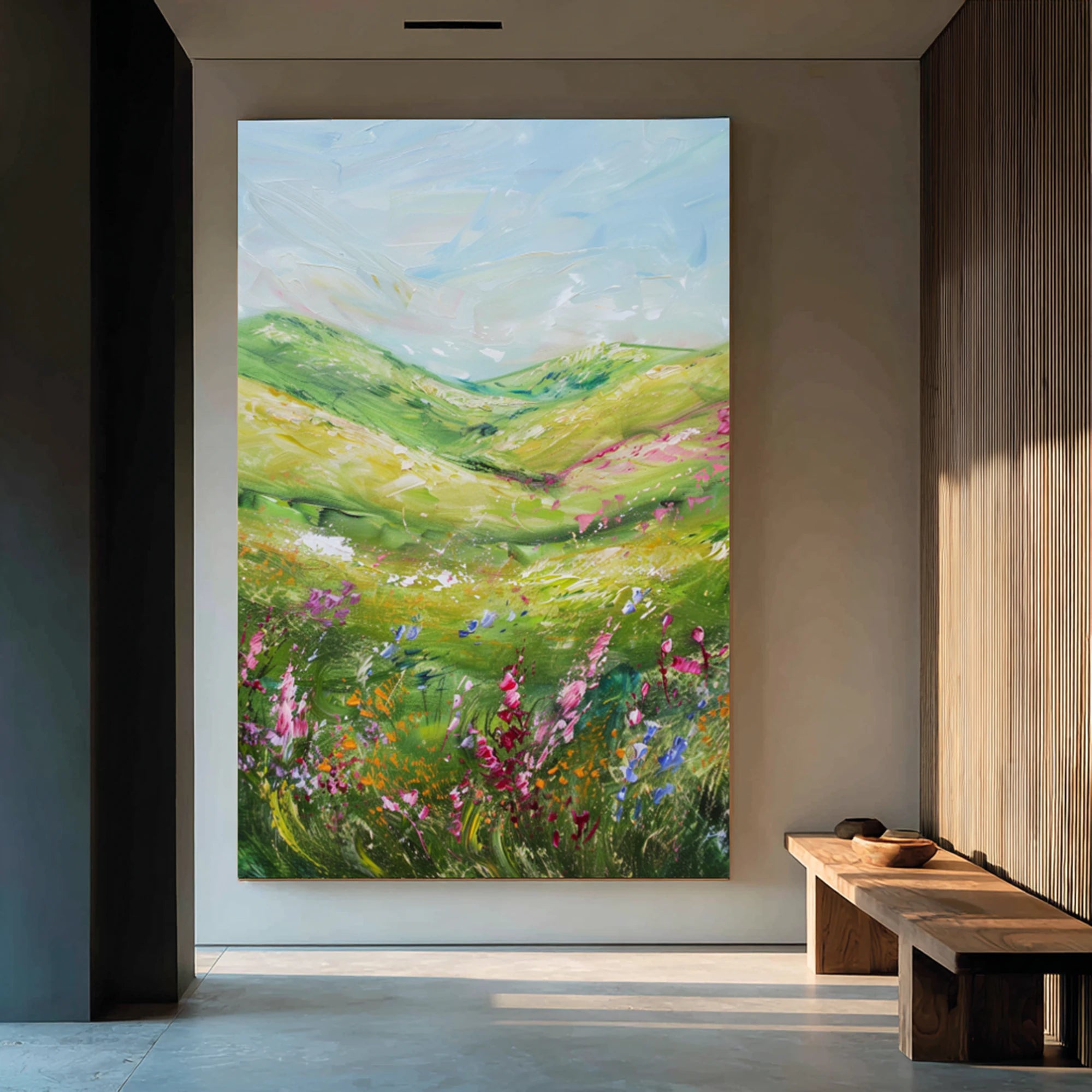 Colorful Wildflower Field Original Oil Art #FJ677