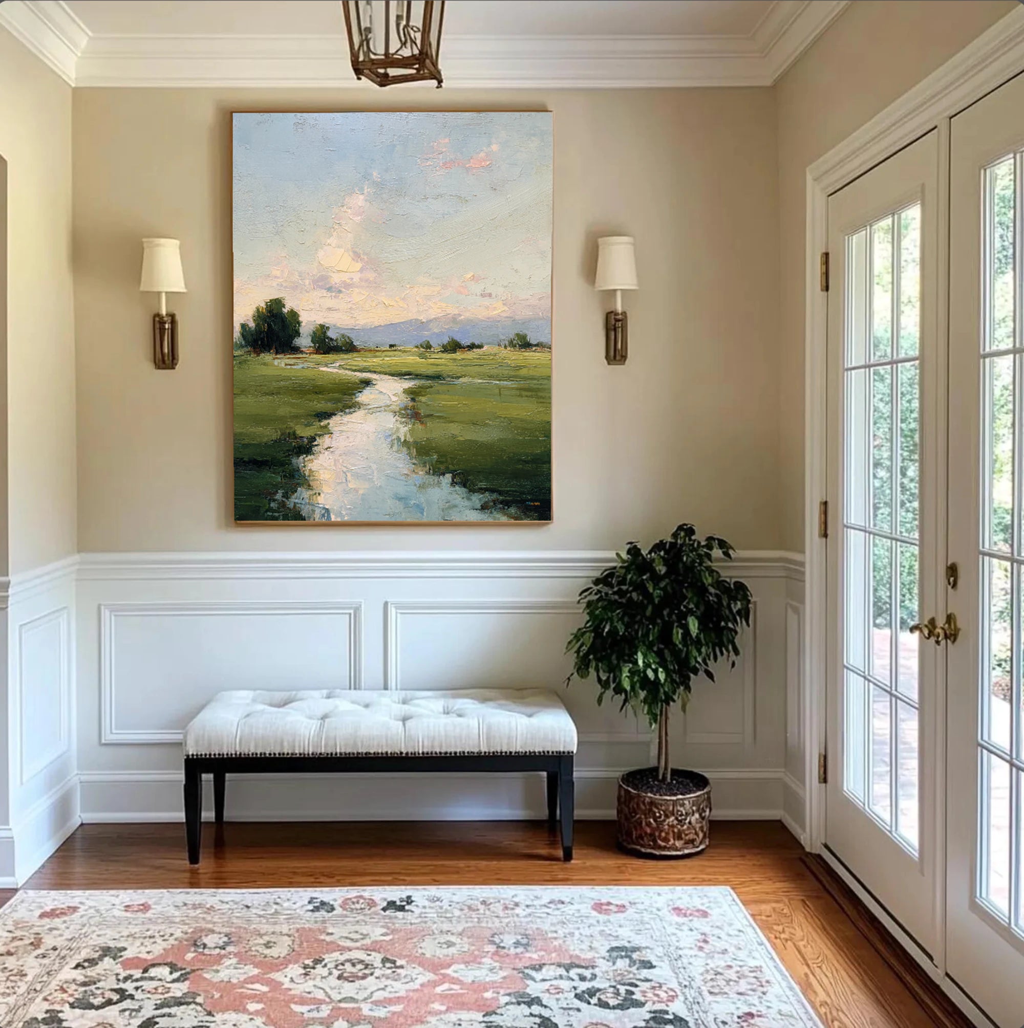 Serene River Field Wall Art #FJ593