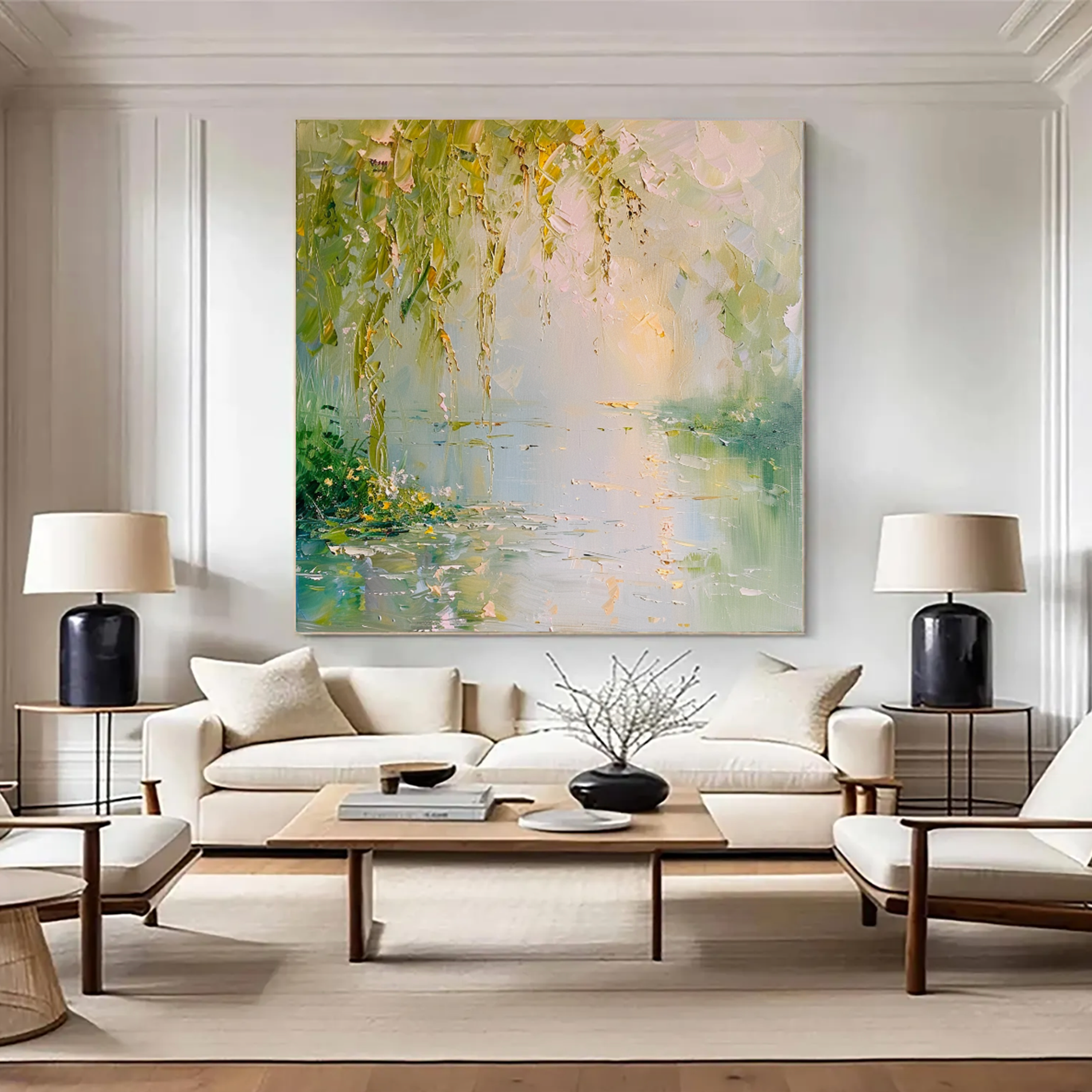 Impressionist Pond Landscape Wall Art #FT339