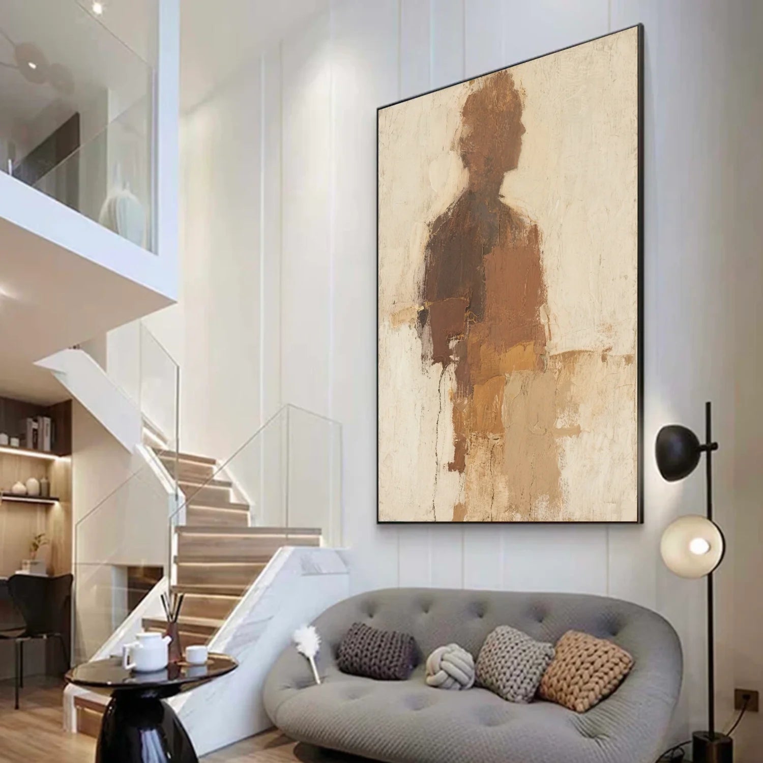 Beige and Brown Abstract_Canvas Art #WA762