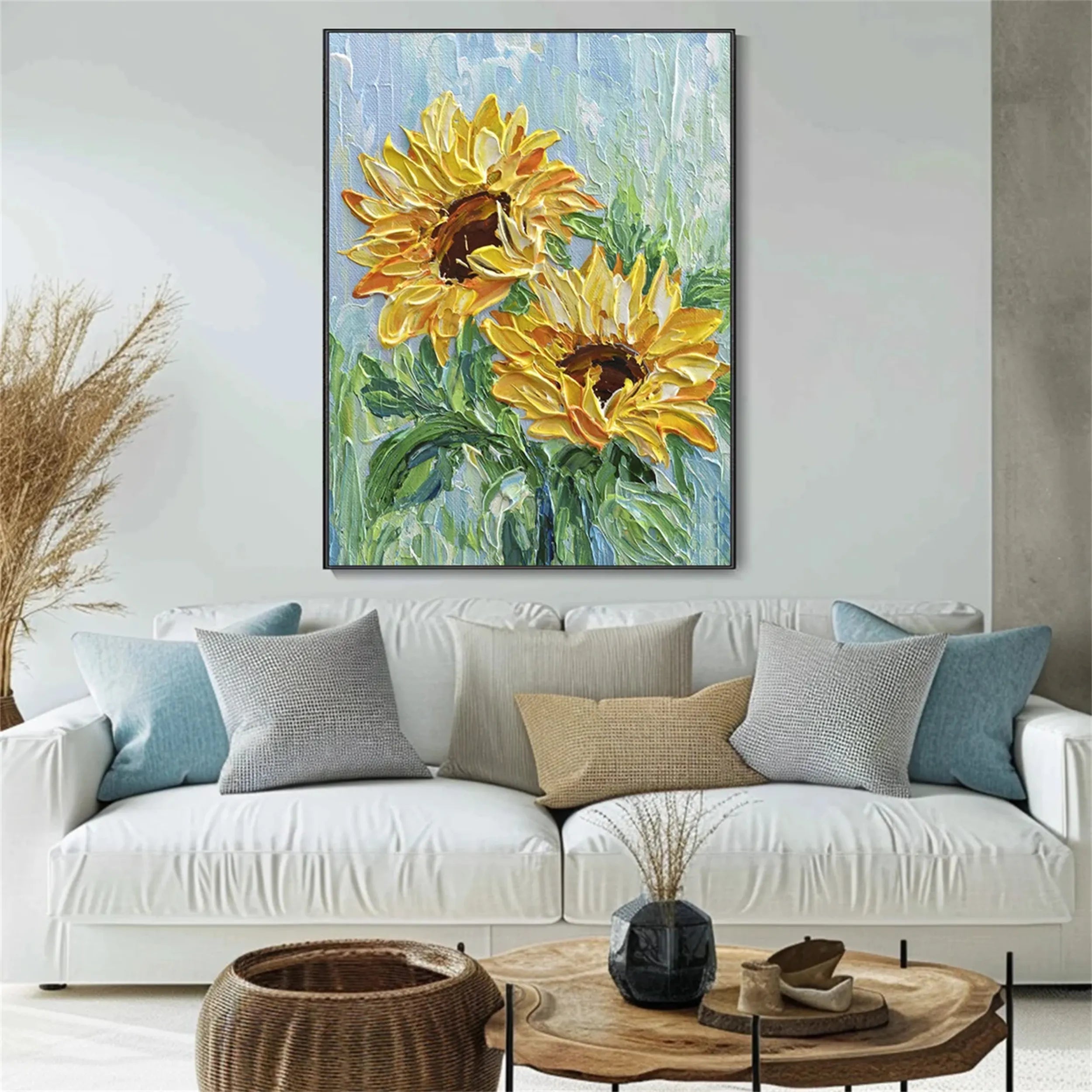 Colorful Flower & Tree Abstract Textured Wall Art #FT034