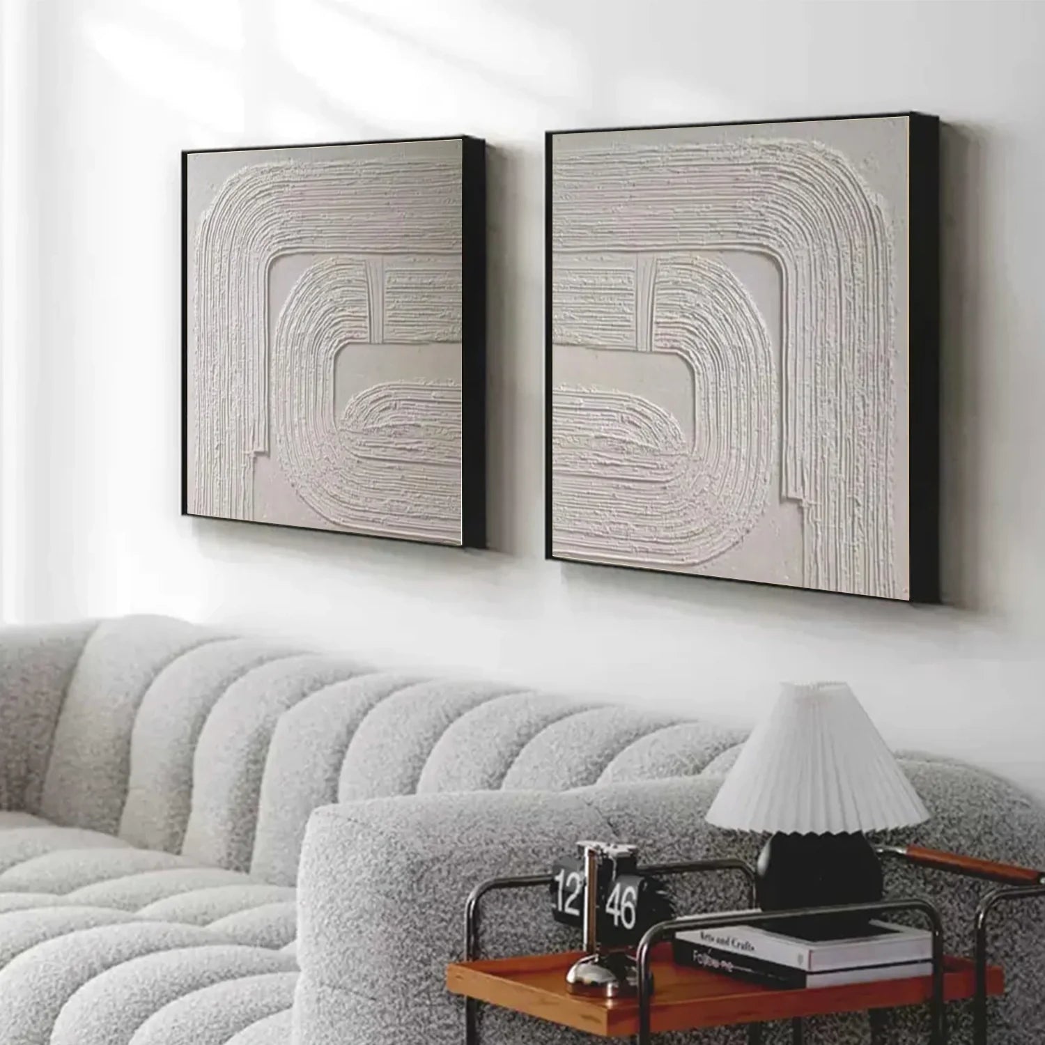 White Minimalist_Textured Canvas Art Set of 2 #MZ116