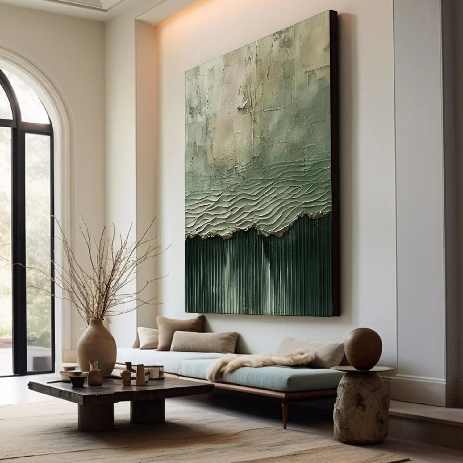 Green Minimalist Textured_Canvas Art #MD272