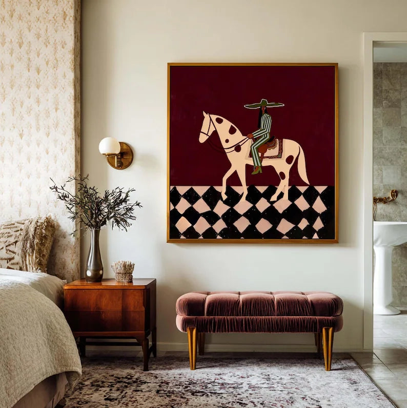 Modern Boho Cowboy Horse Art Print #MD226