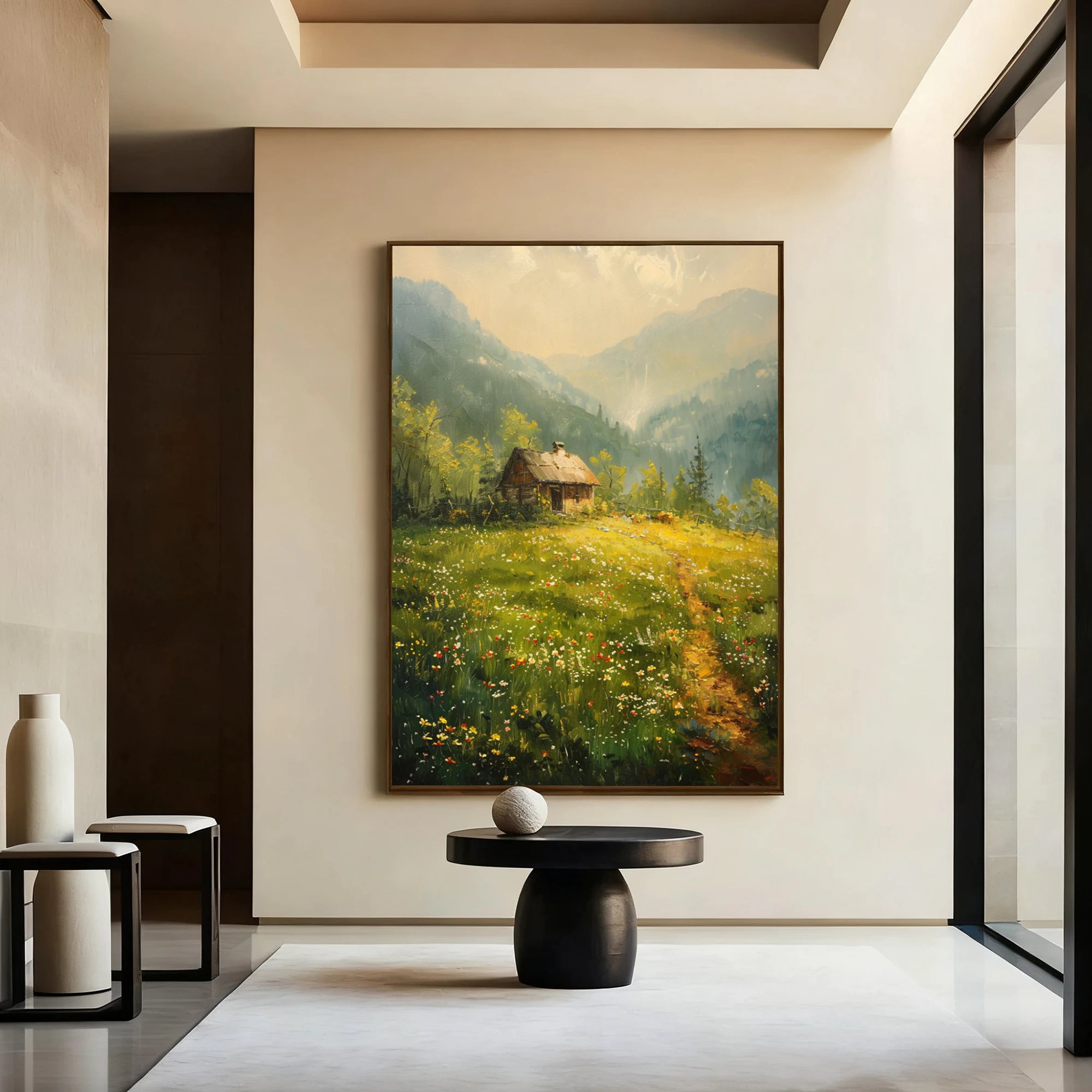 Original Mountain Cottage Oil Painting #FJ675