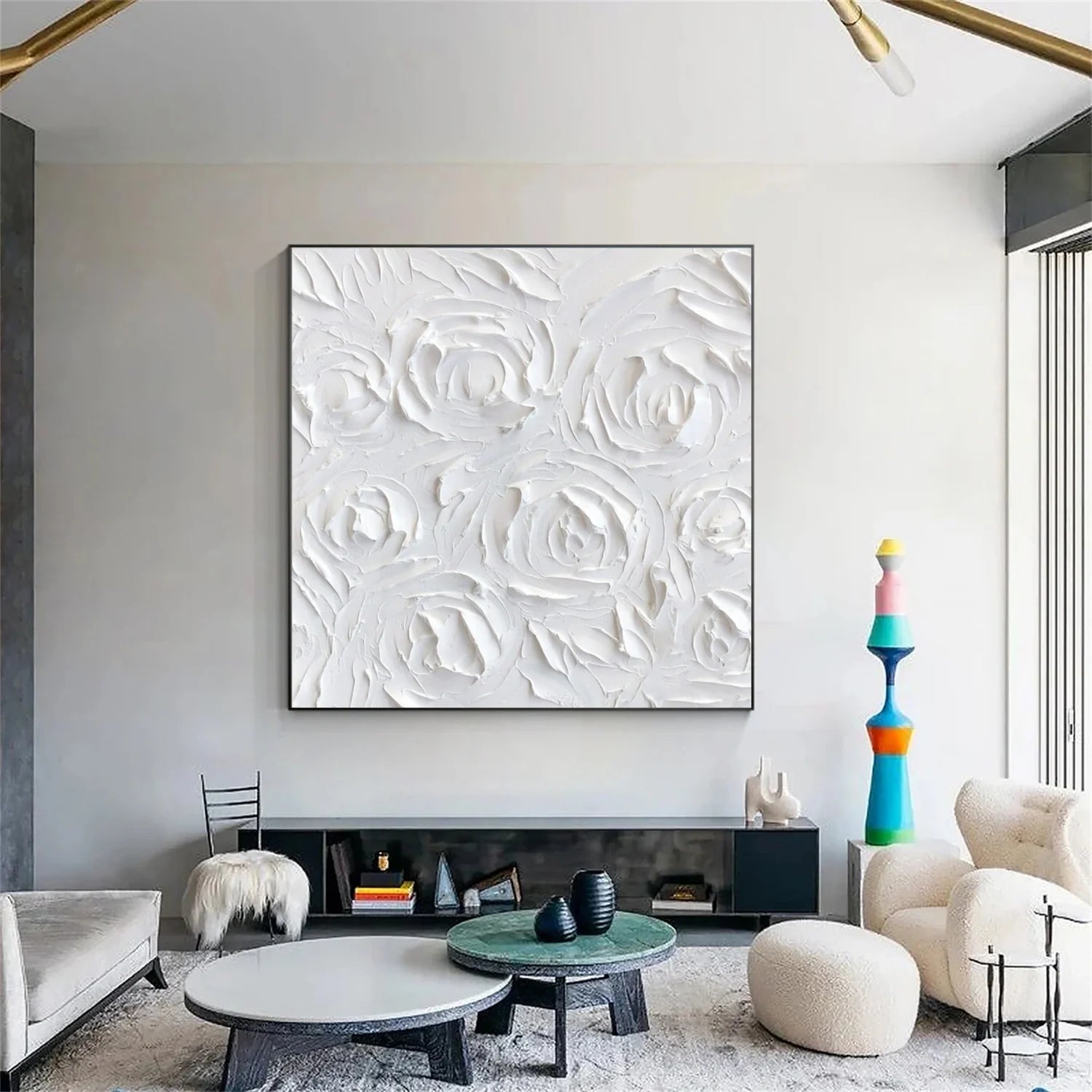 White Minimalistic Textured Art #MD235