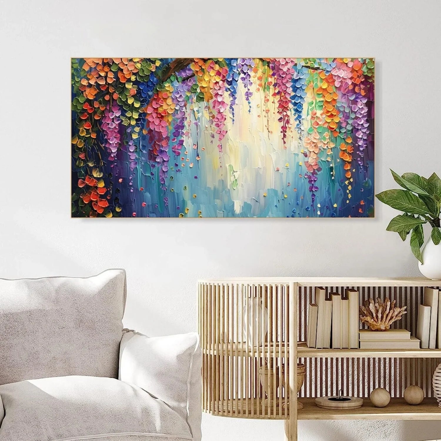 Colorful Flower & Tree Abstract Textured Wall Art #FT068