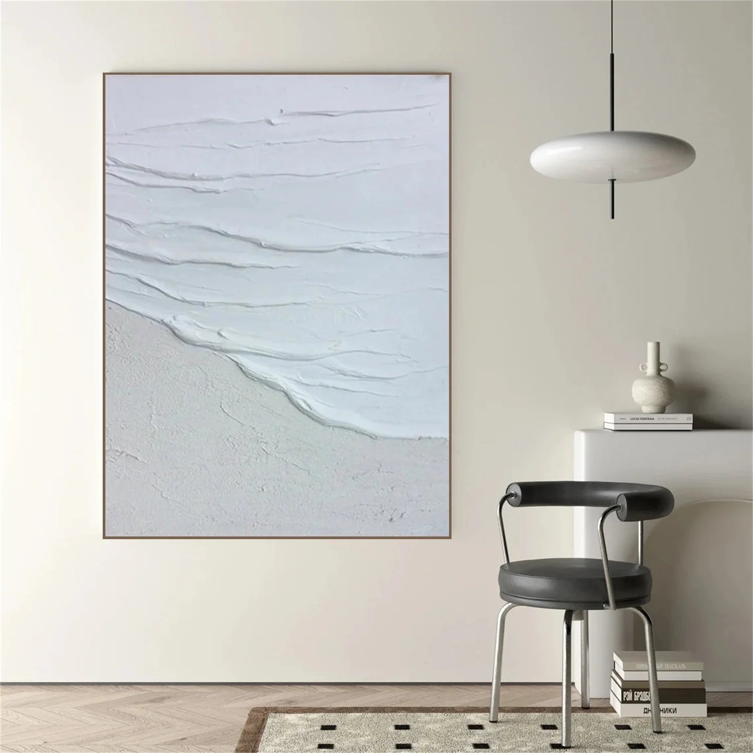White Minimalist_Textured_Canvas Art #MD258