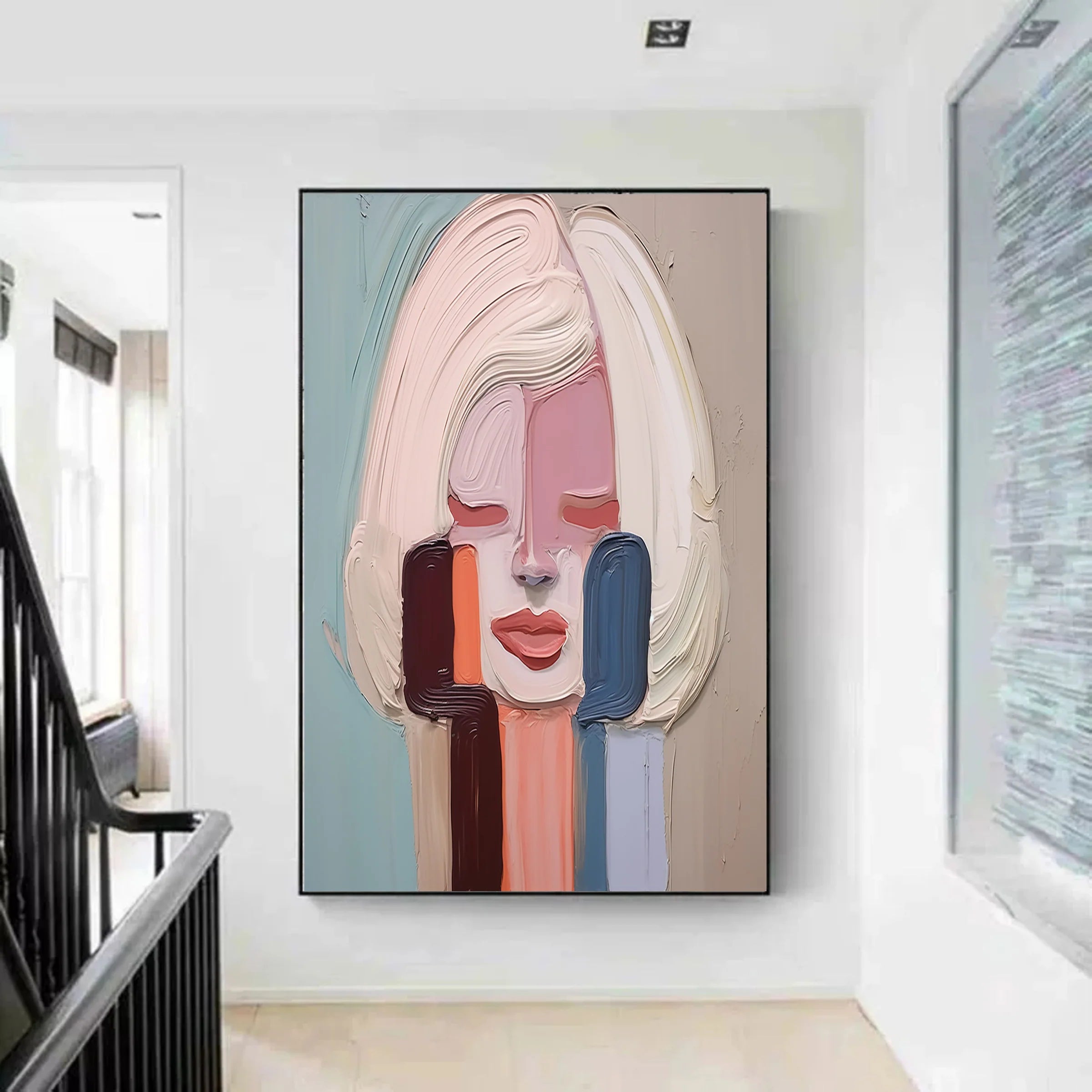 Hand-Painted Abstract Portrait Oil Painting #AB133