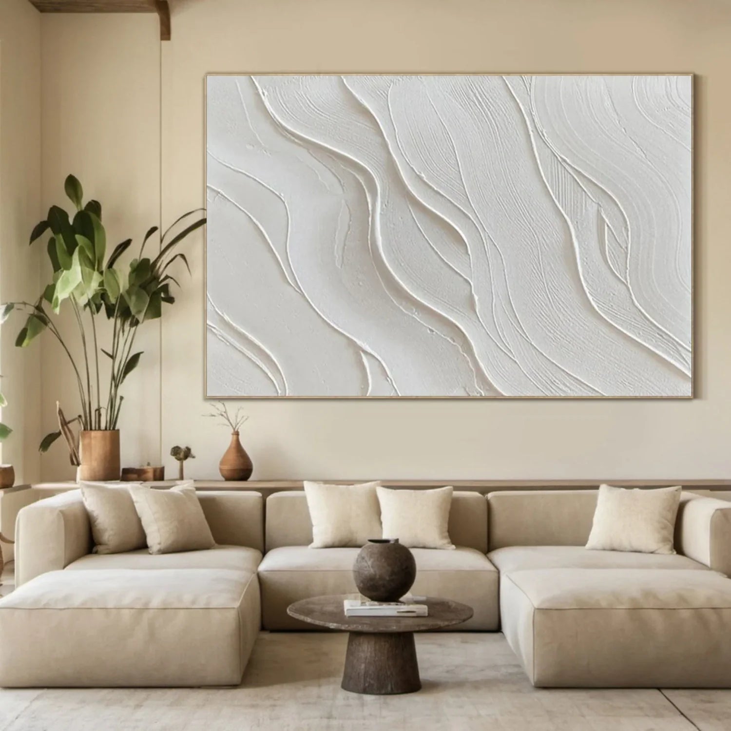 White Minimalistic Textured Art #MD225