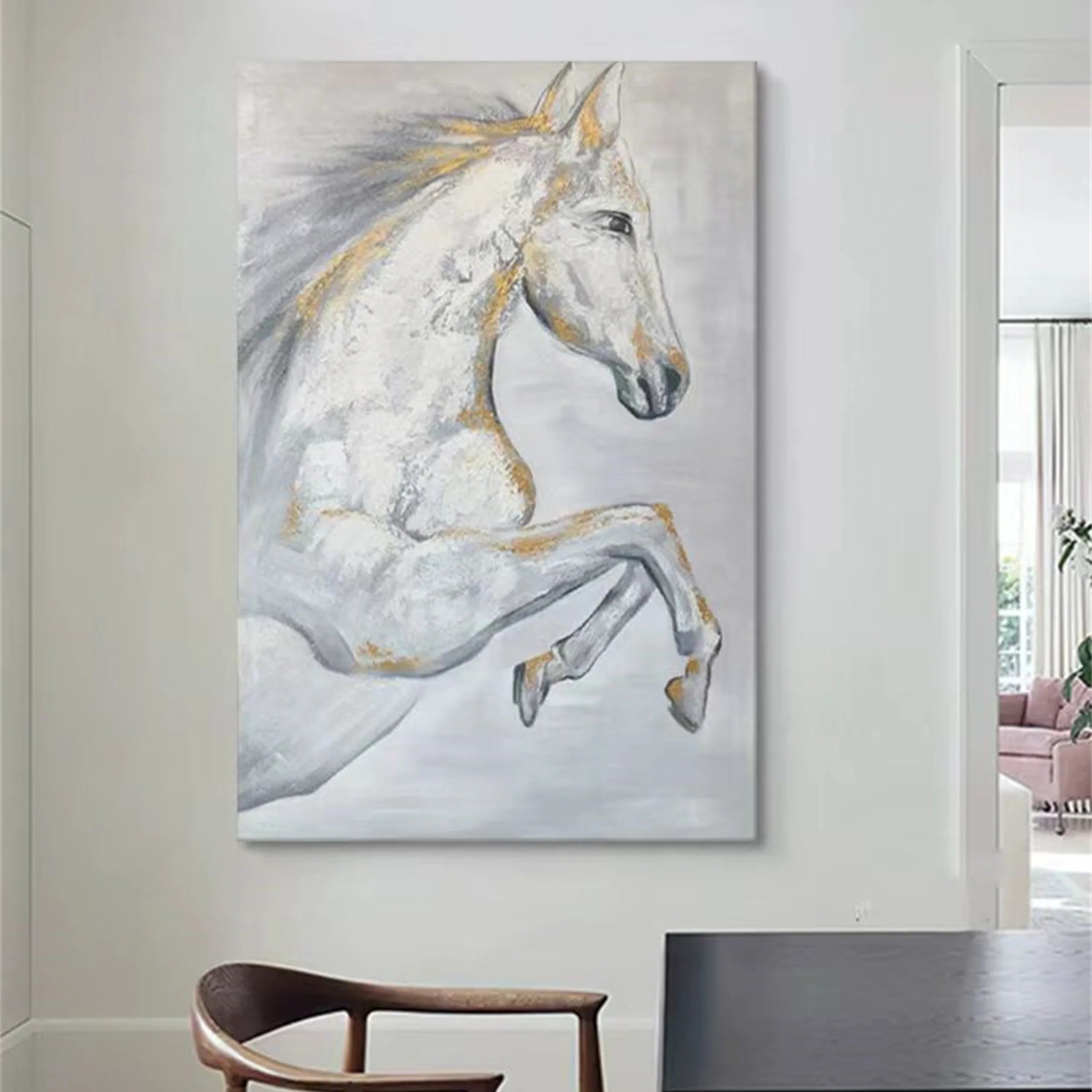 White Horse Abstract Animal Wall Art #AM011