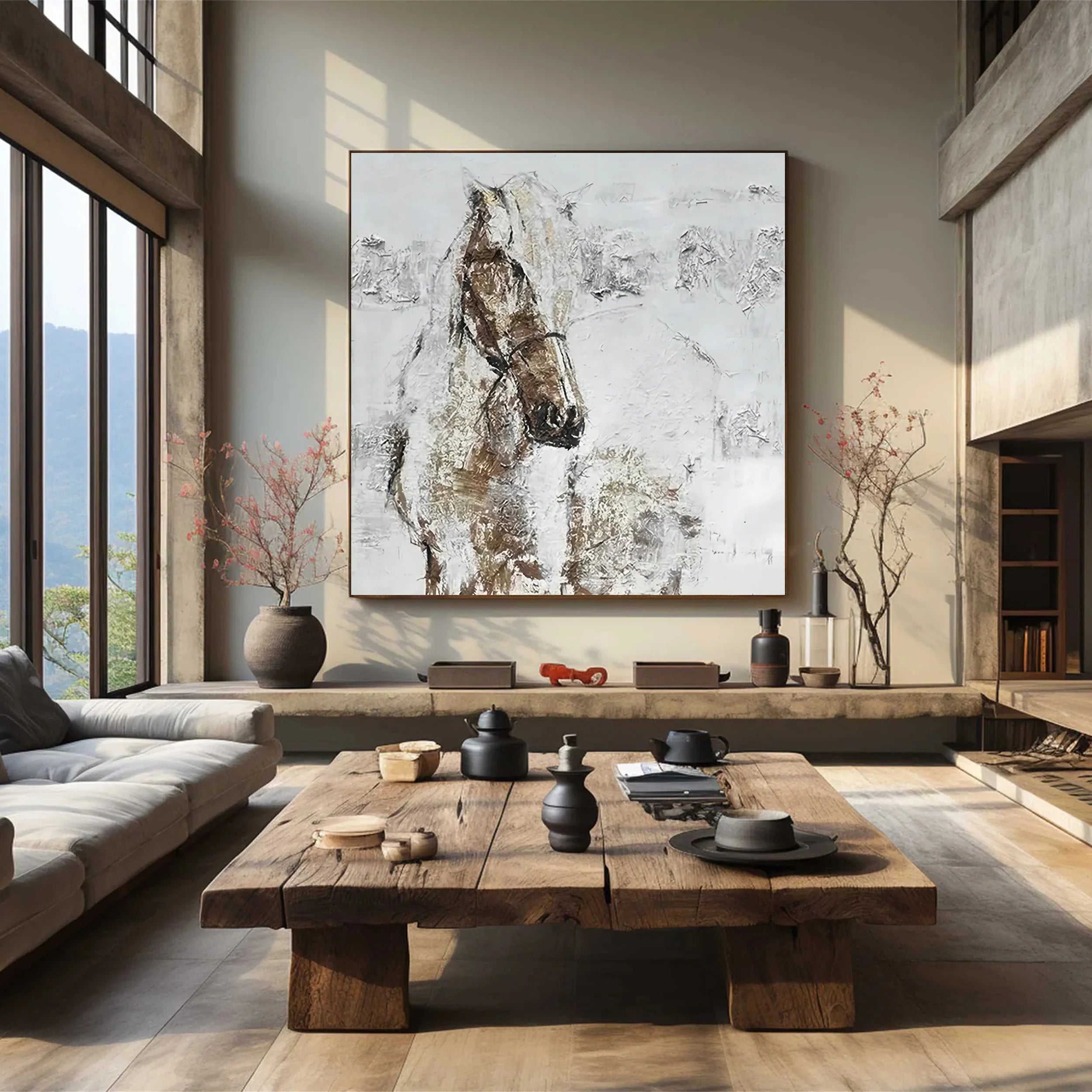 White Horse Abstract Animal Wall Art #AM049