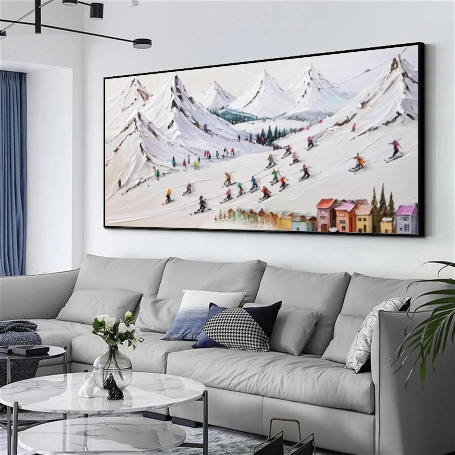Skiing Sport_Textured Wall Art #AS045