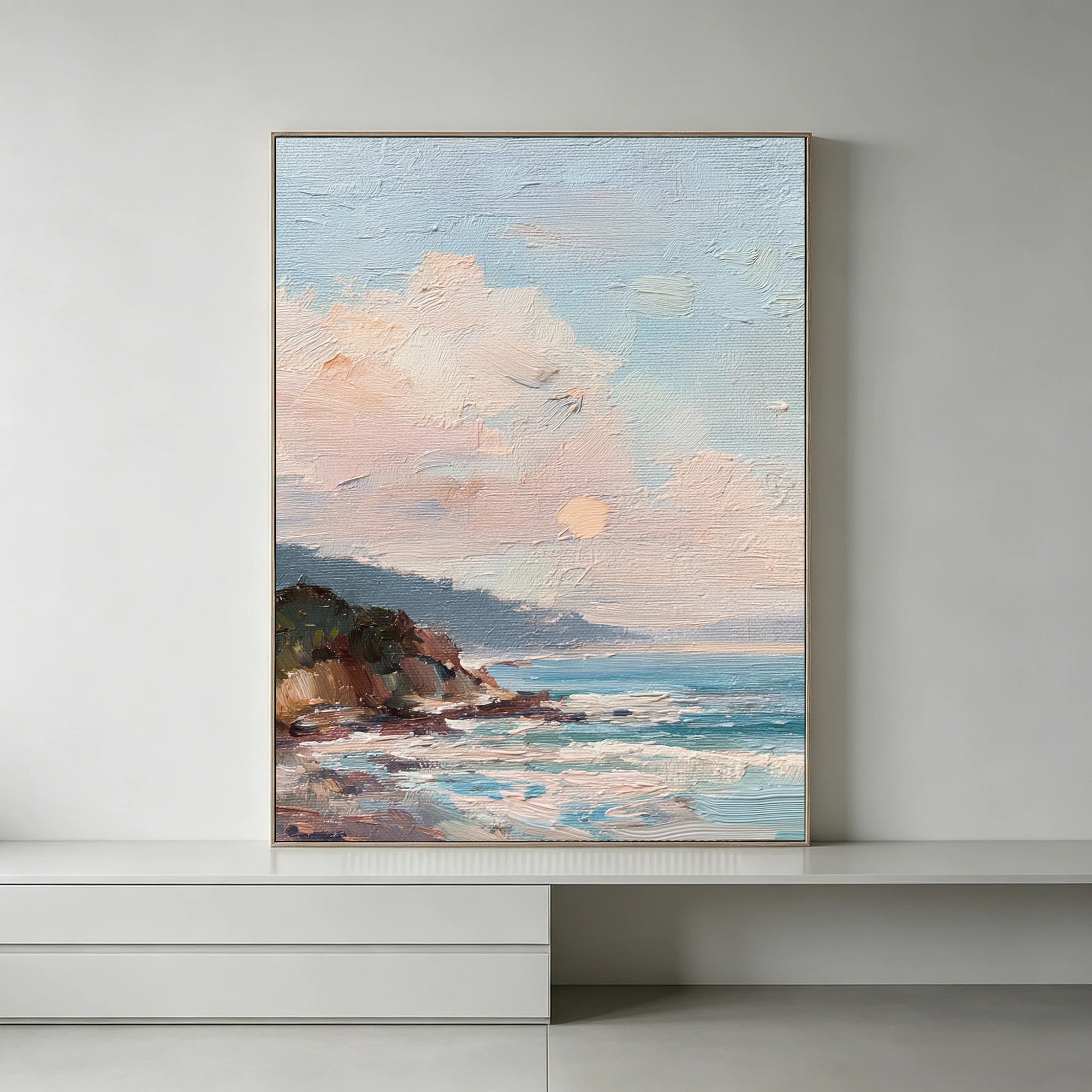 Sunset Coastal Landscape Oil Painting #SK648