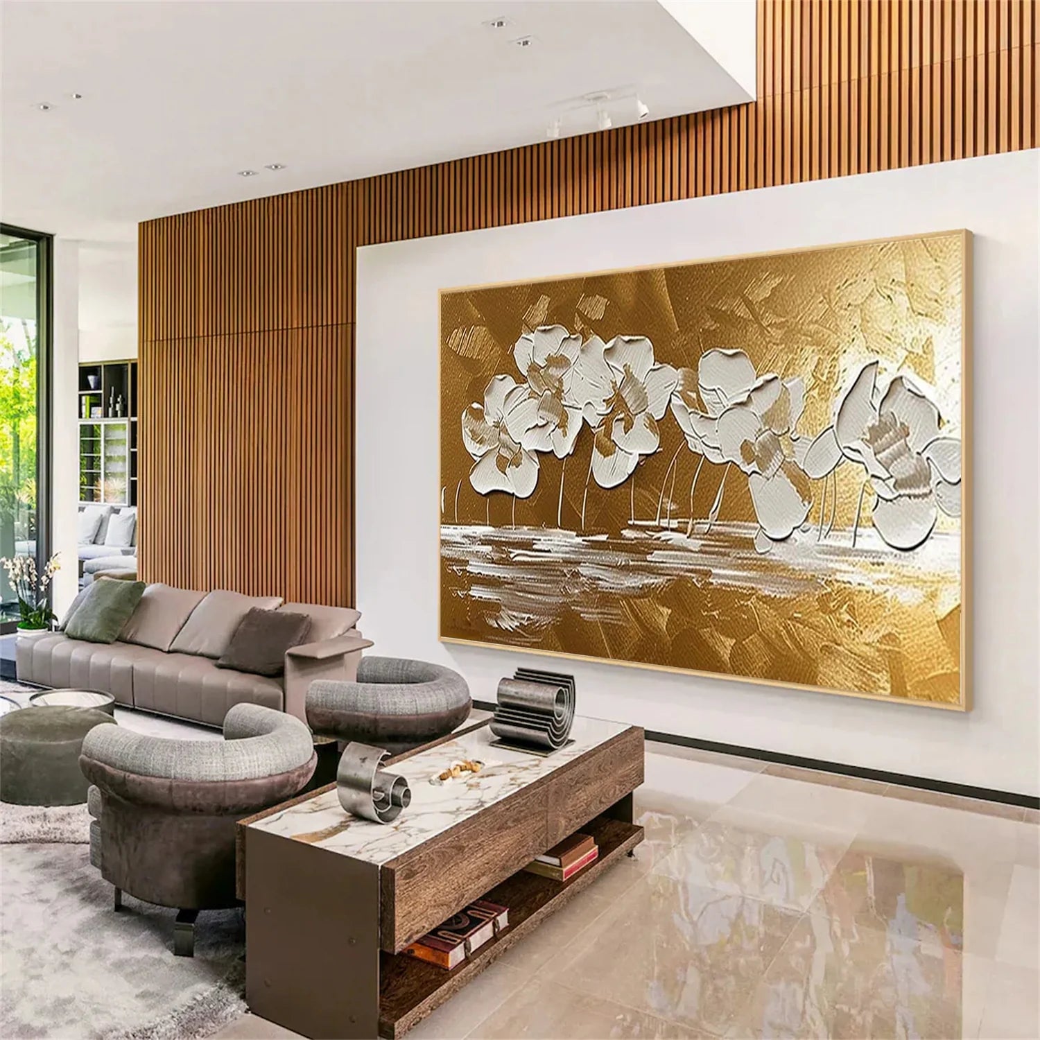 Flower & Tree Abstract Textured Wall Art #FT048