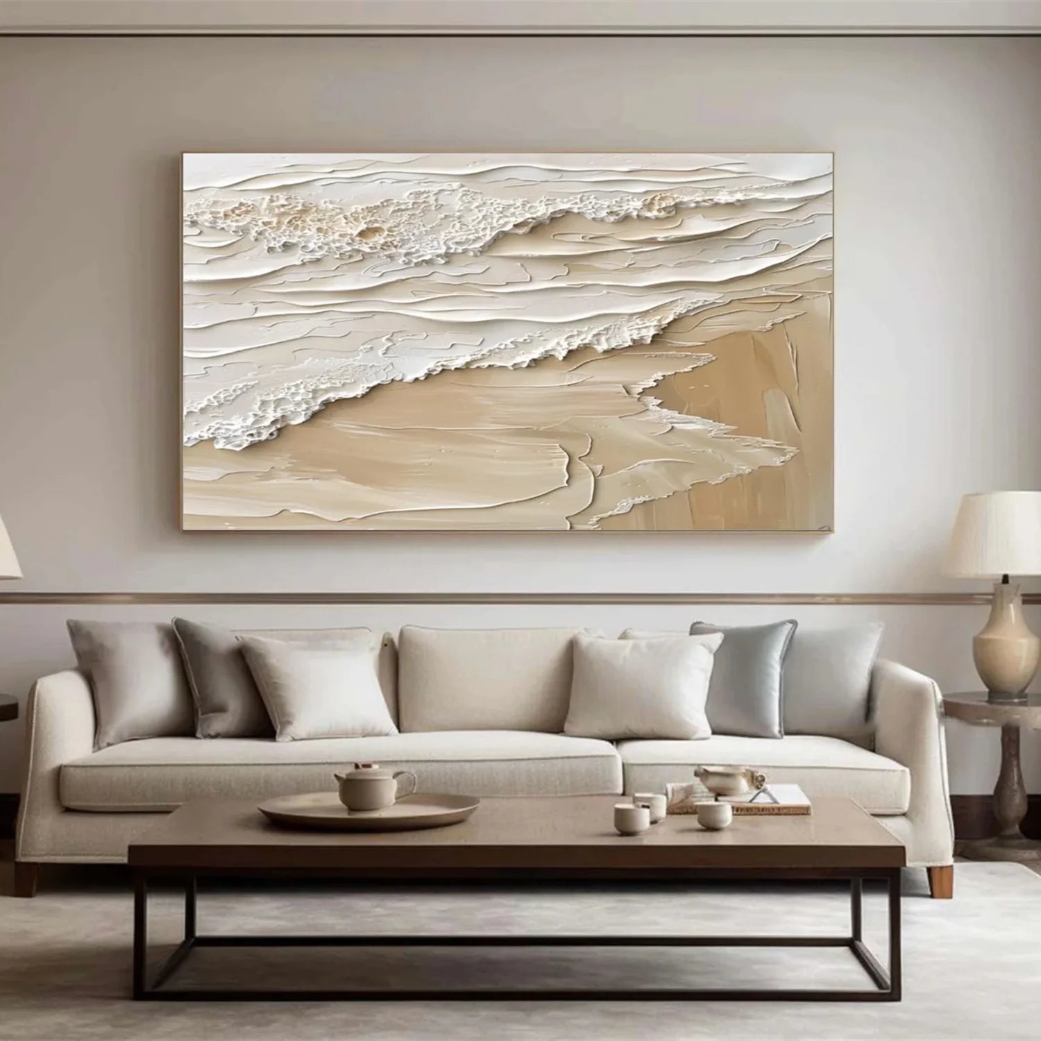 Beige and Brown Sea & Sky Abstract_Textured_Wall Art #SK140