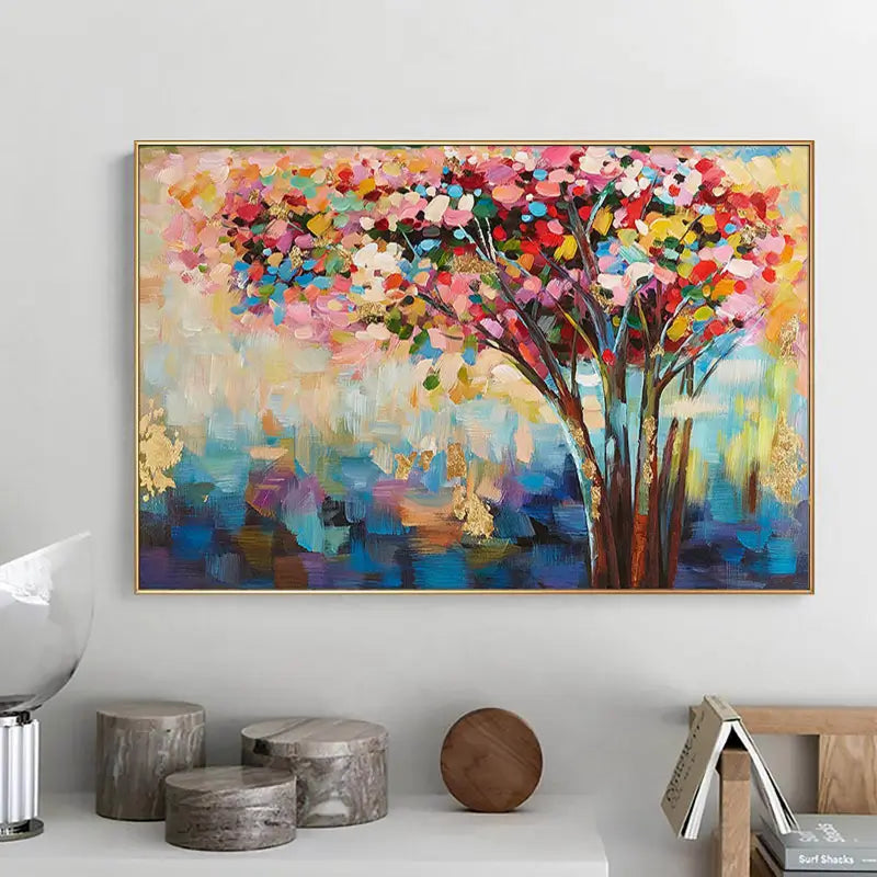 Colorful Flower & Tree Abstract  Wall Art #FT001