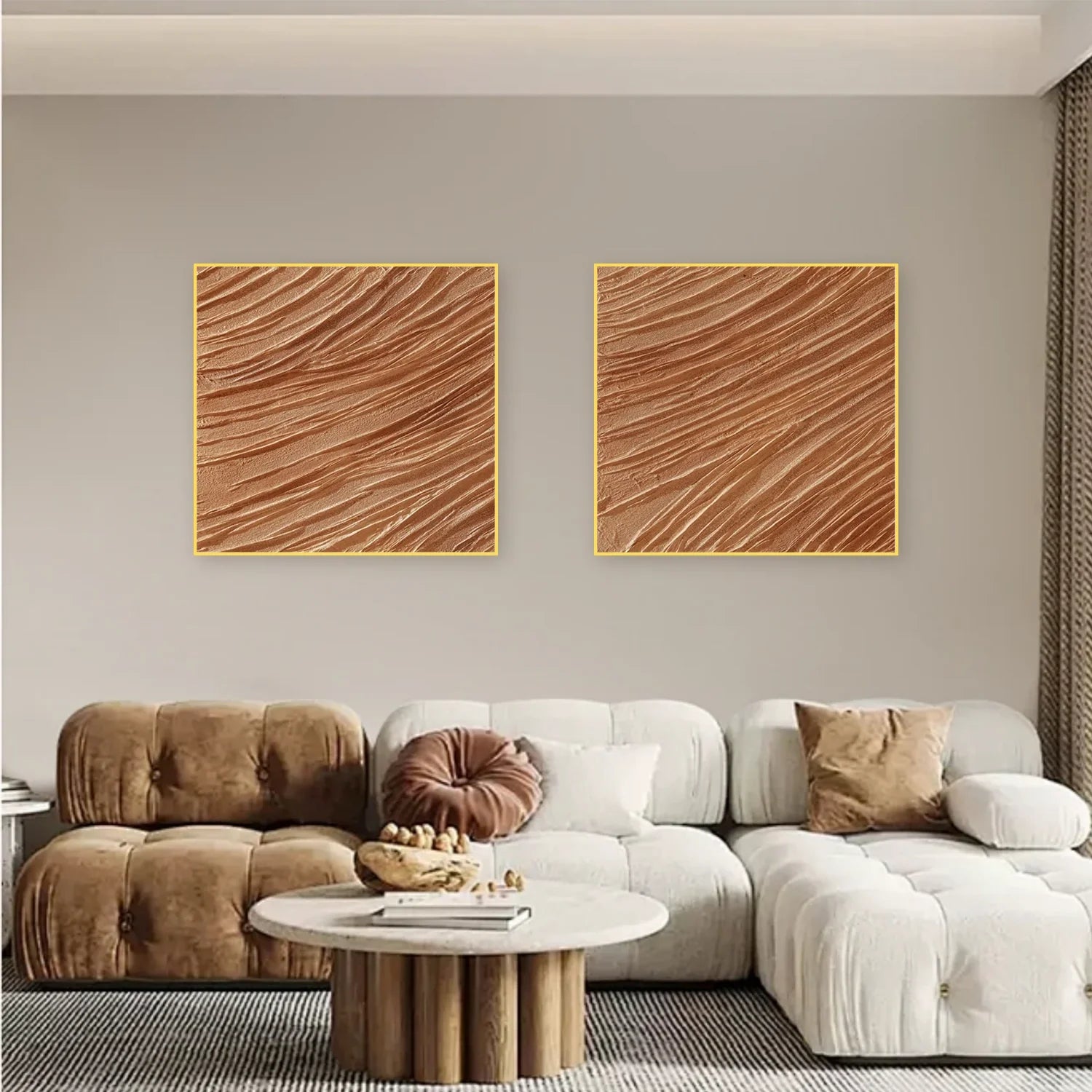 Brown Minimalist_Textured Canvas Art Set of 2 #MZ107