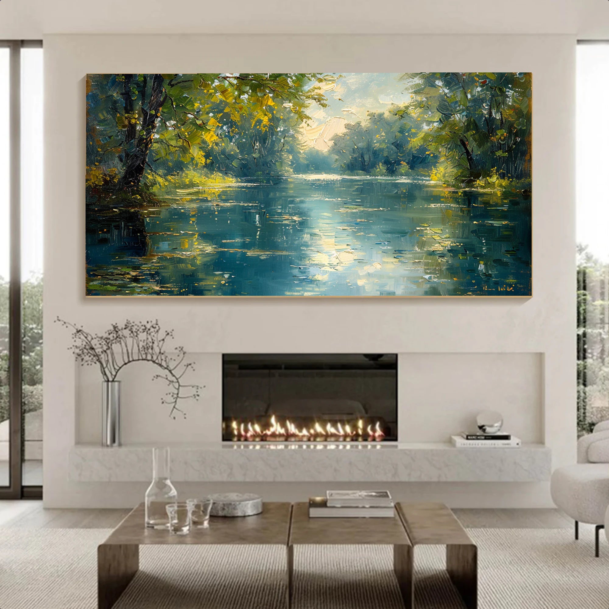 Serene River Landscape Oil Painting #FT580