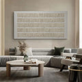 Minimalist Textured Off-white Striped Oil Painting #JM87