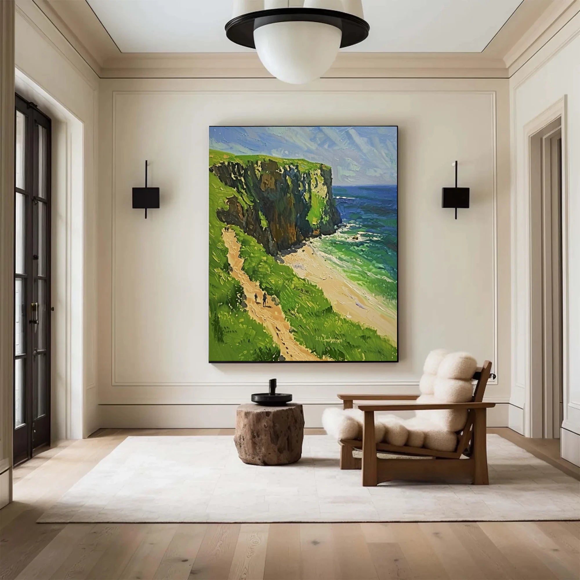 Coastal Cliff Path Hand-Painted Oil Painting #FJ678