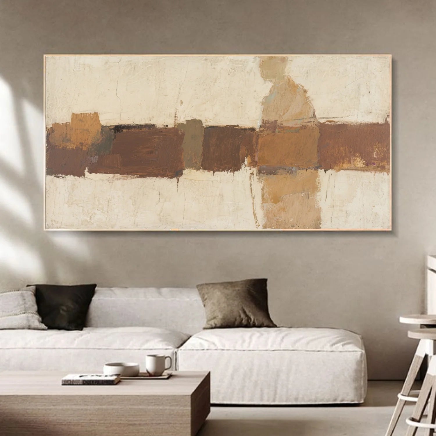 Beige and Brown Abstract_Canvas Art #WA759