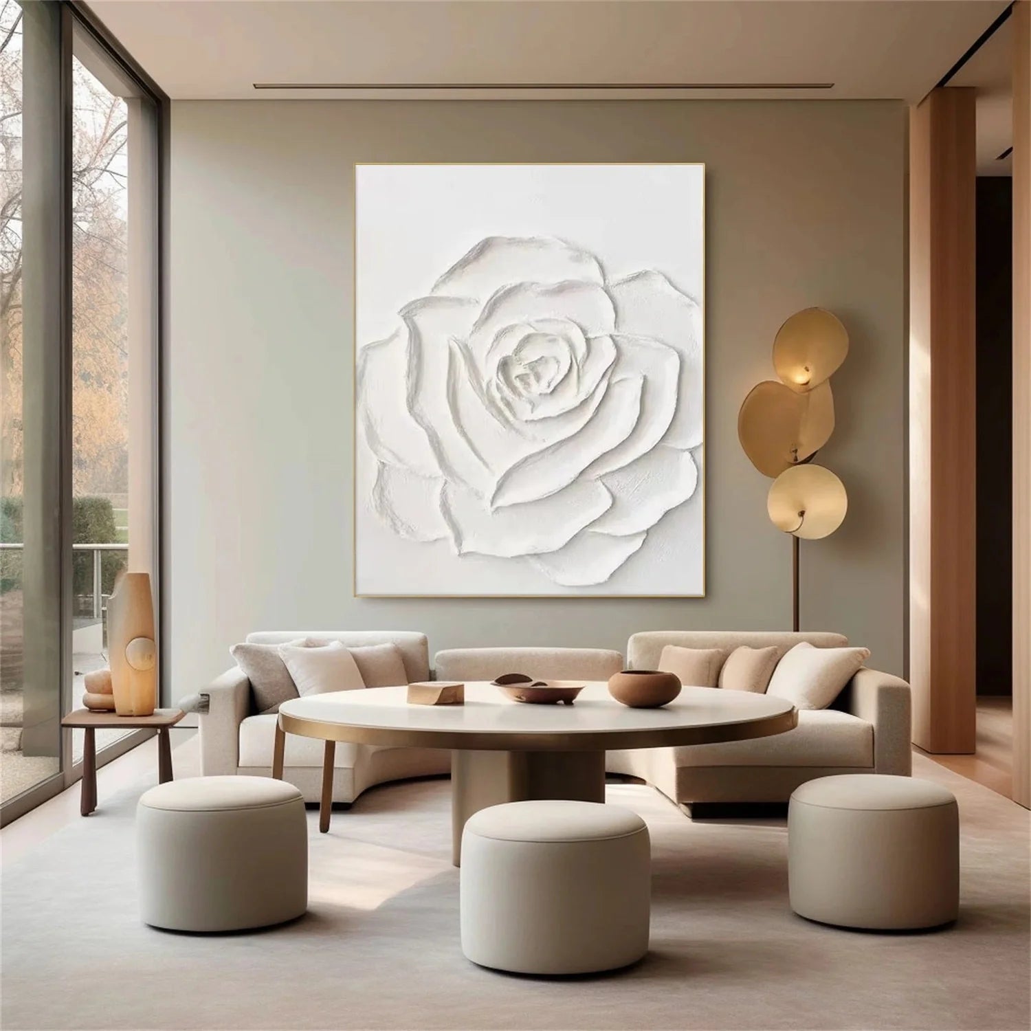 White Flower & Tree Abstract_Textured Wall Art #FT130
