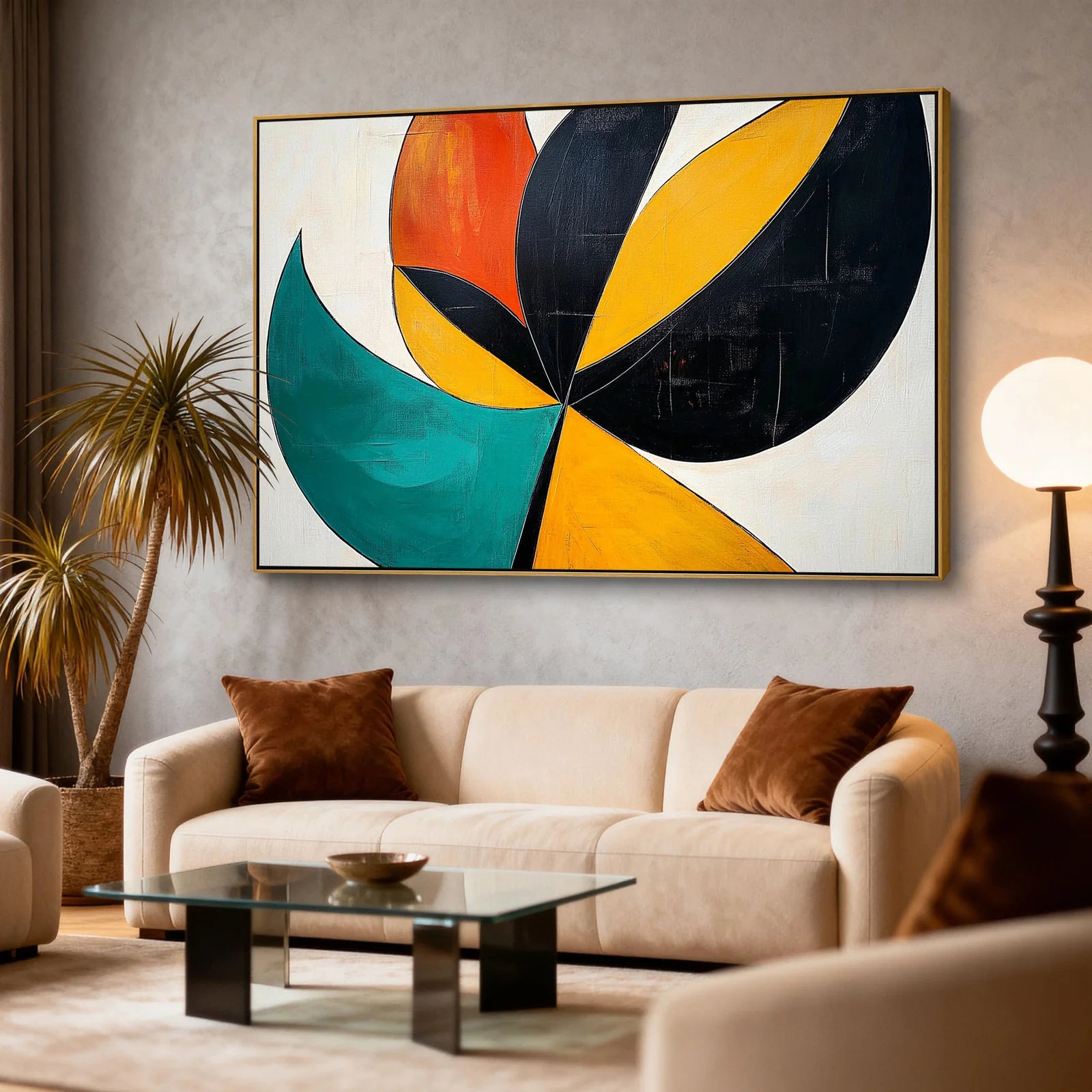Bold Color Block Geometric Abstract Impasto Oil Painting #PO387