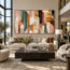 Blush Pink & Sage Green Hand-Painted 3D Textured Oil Painting, Abstract Color Block Wall Art #EIPL629Z