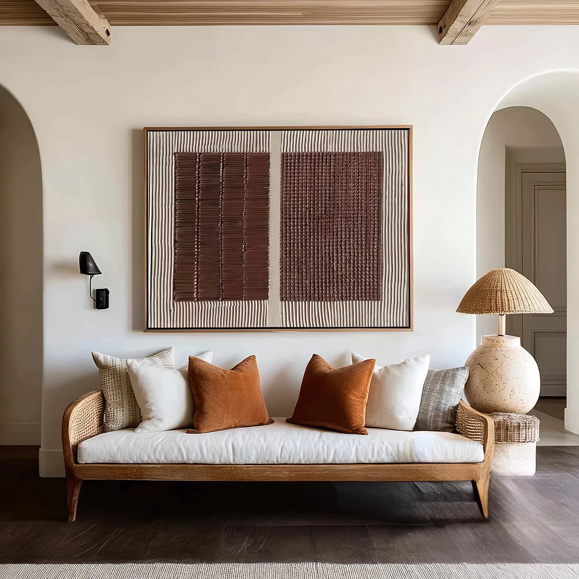Taupe & Beige Textured Abstract Oil Painting #MD122
