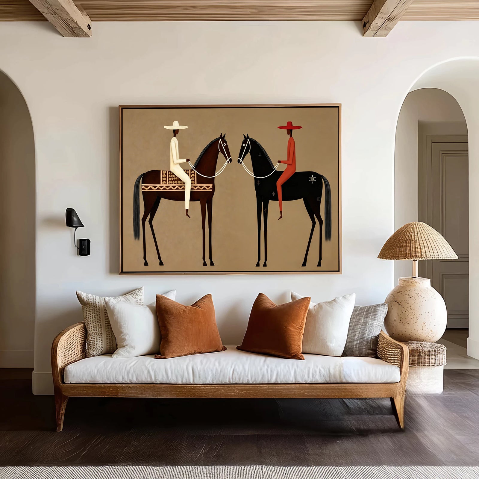 Minimalist Western-style Equestrian Figure Oil Painting #AB622