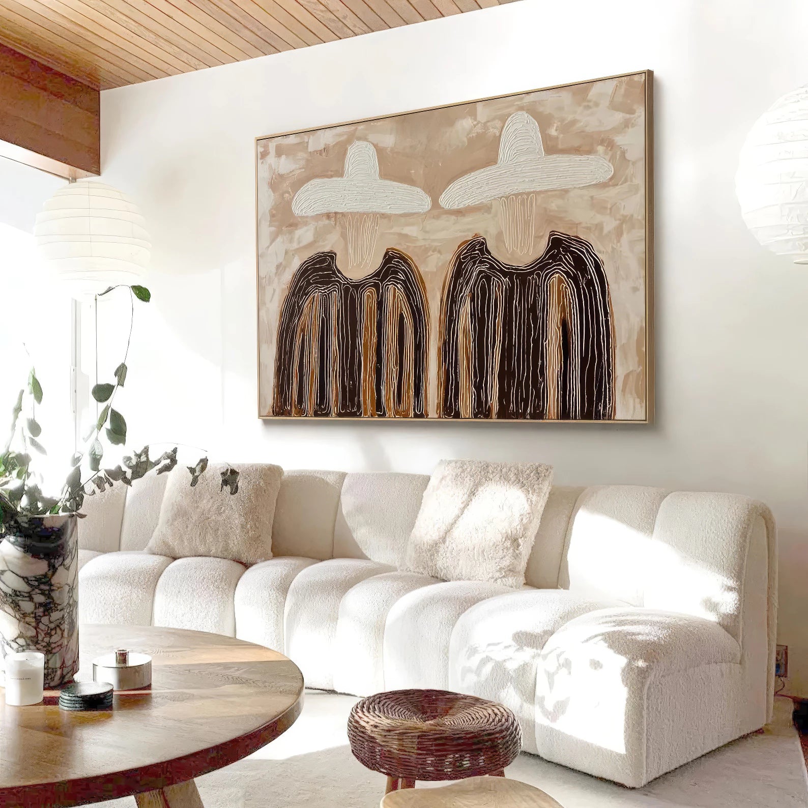 Bohemian Neutral Duo Painting #AB143