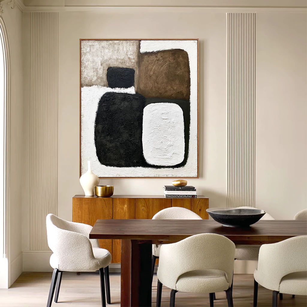 Wabi-Sabi Black & Brown Geometric Abstract Wall Art #WA117